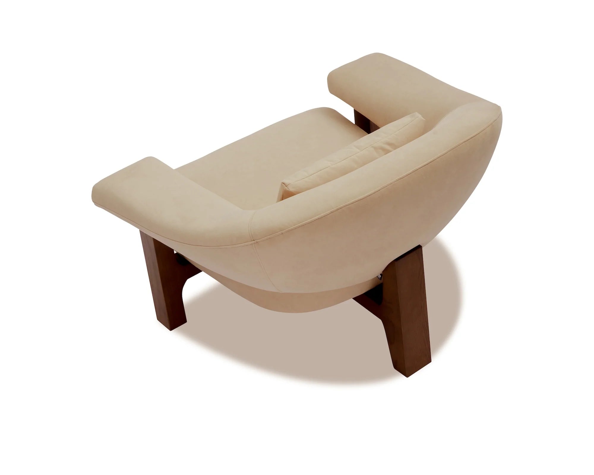 Riviera Hopper Desert Velvet & Dark Brown Solid Wood Armchair