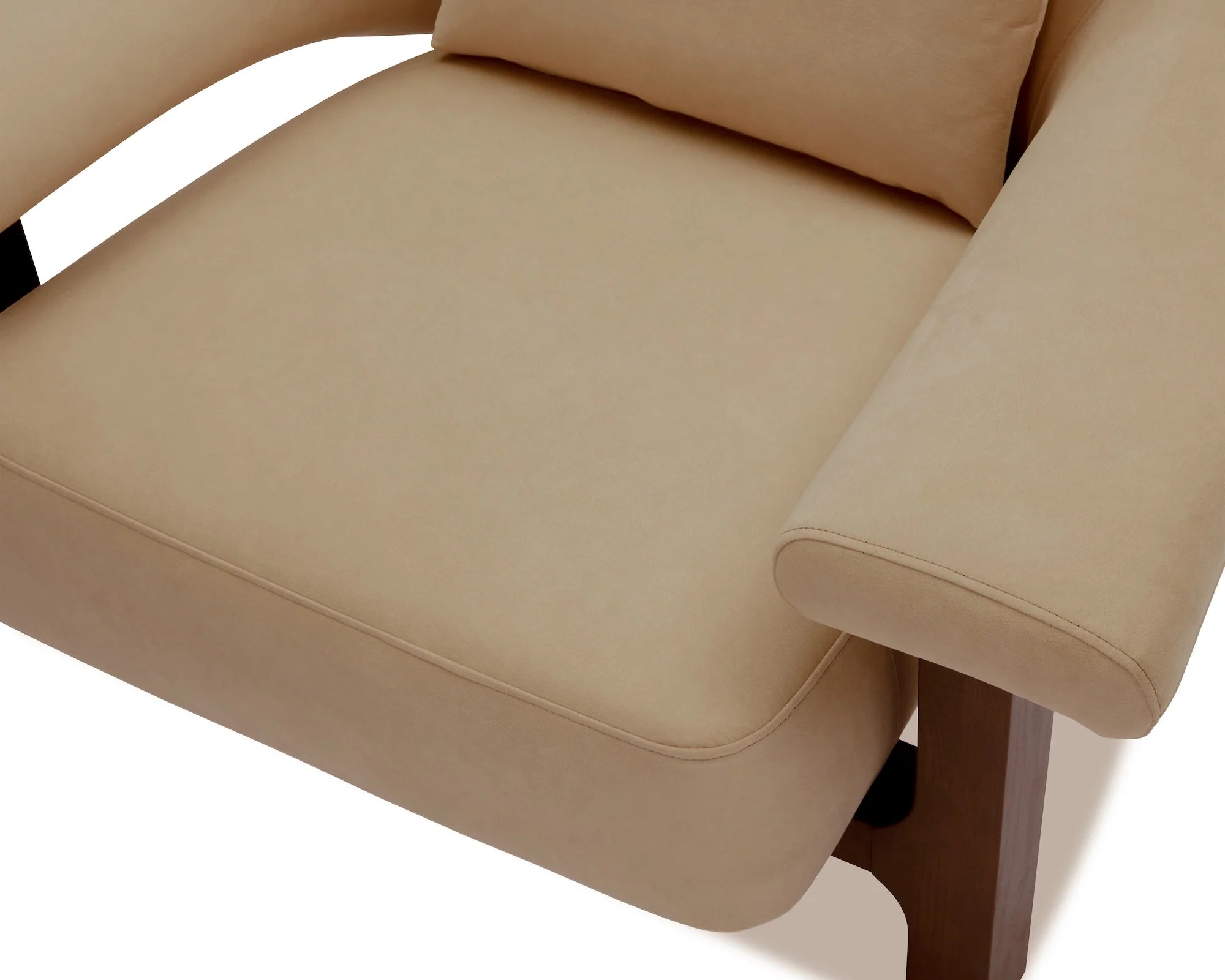 Riviera Hopper Desert Velvet & Dark Brown Solid Wood Armchair