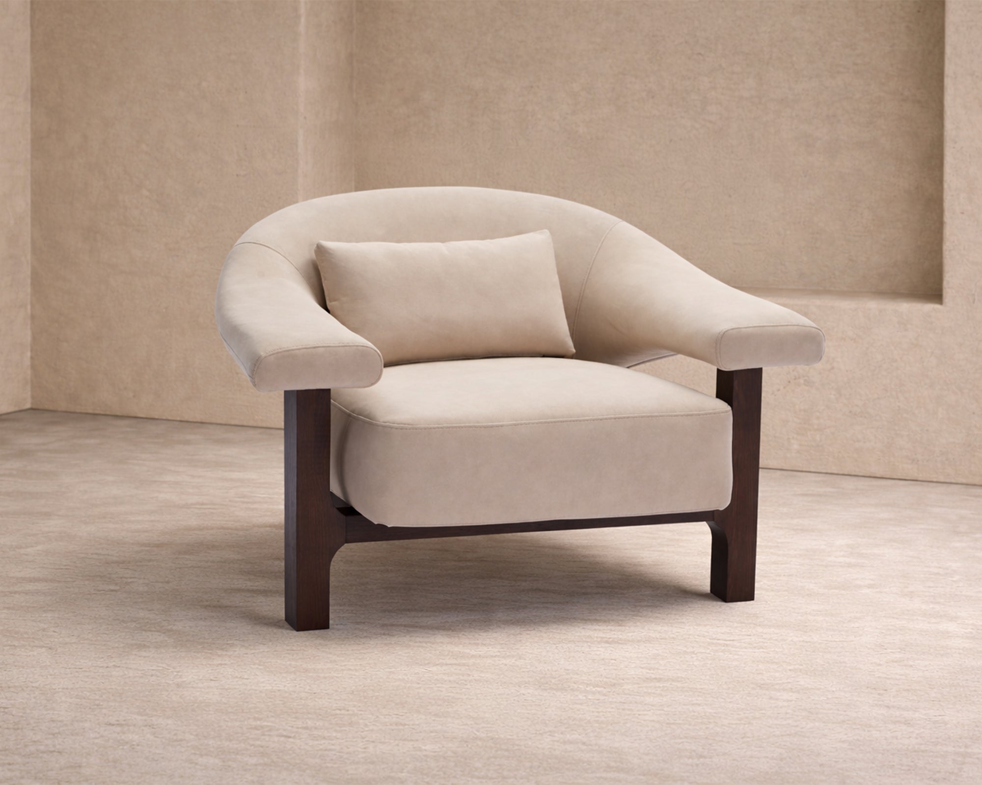 Riviera Armchair - Hopper Desert - Dark Brown Solid Wood