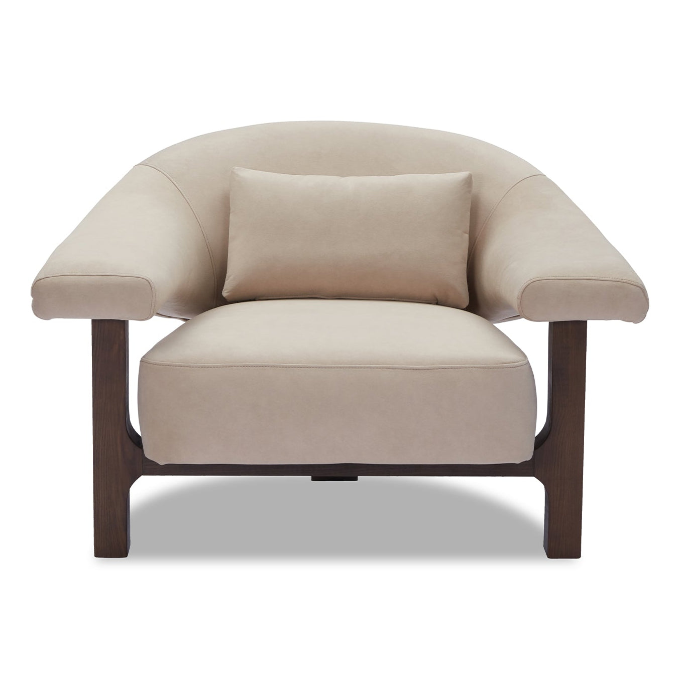 Riviera Hopper Desert Velvet & Dark Brown Solid Wood Armchair