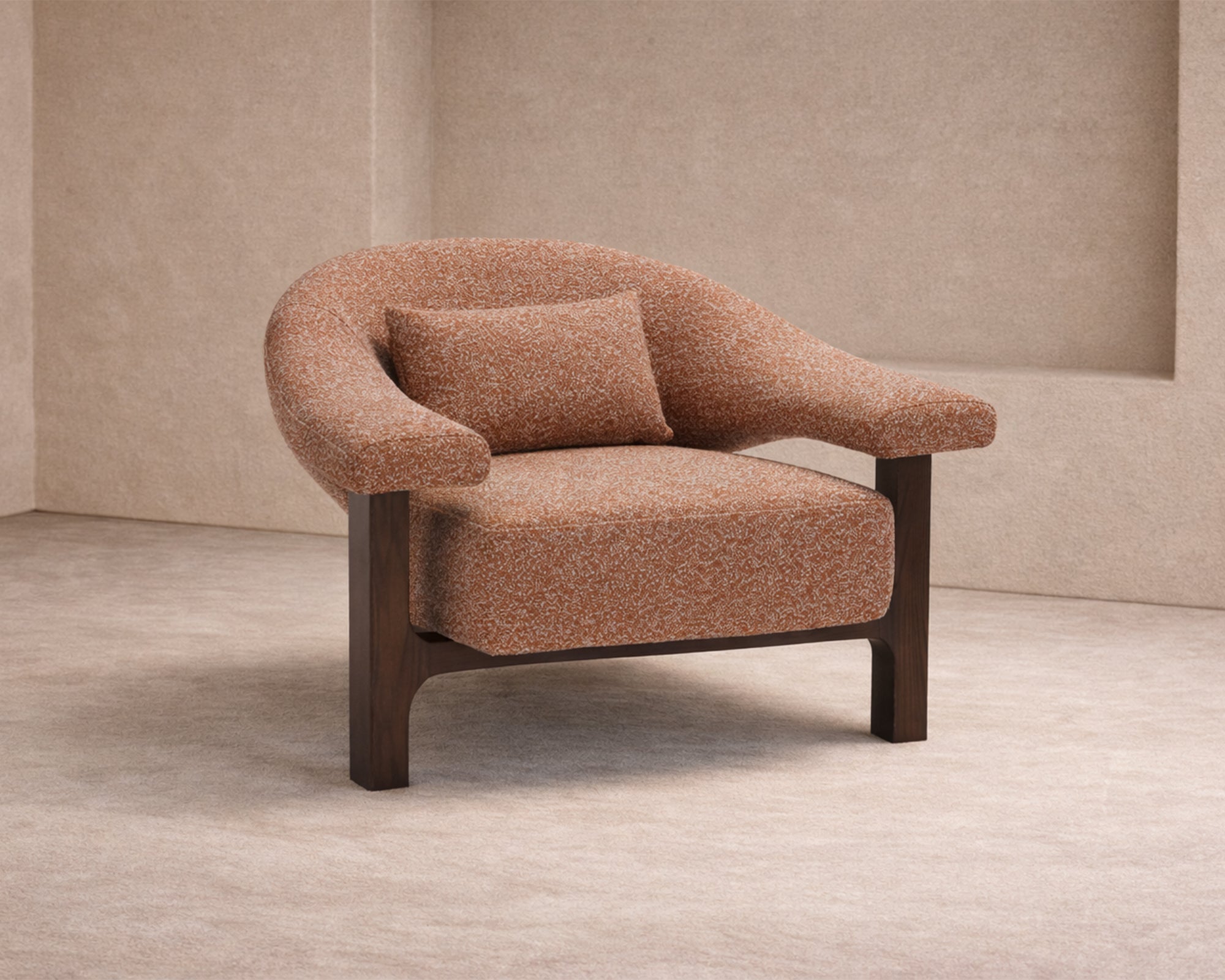 Riviera Armchair - Capella Clay - Dark Brown Solid Wood