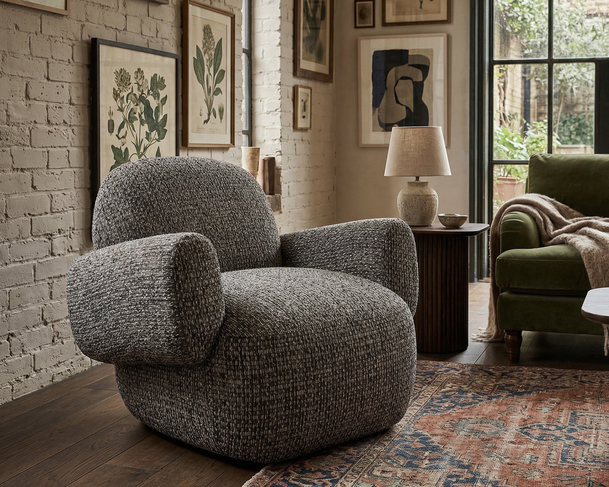 Bolton Swivel Armchair - Tetru Terra & Matt Black Metal
