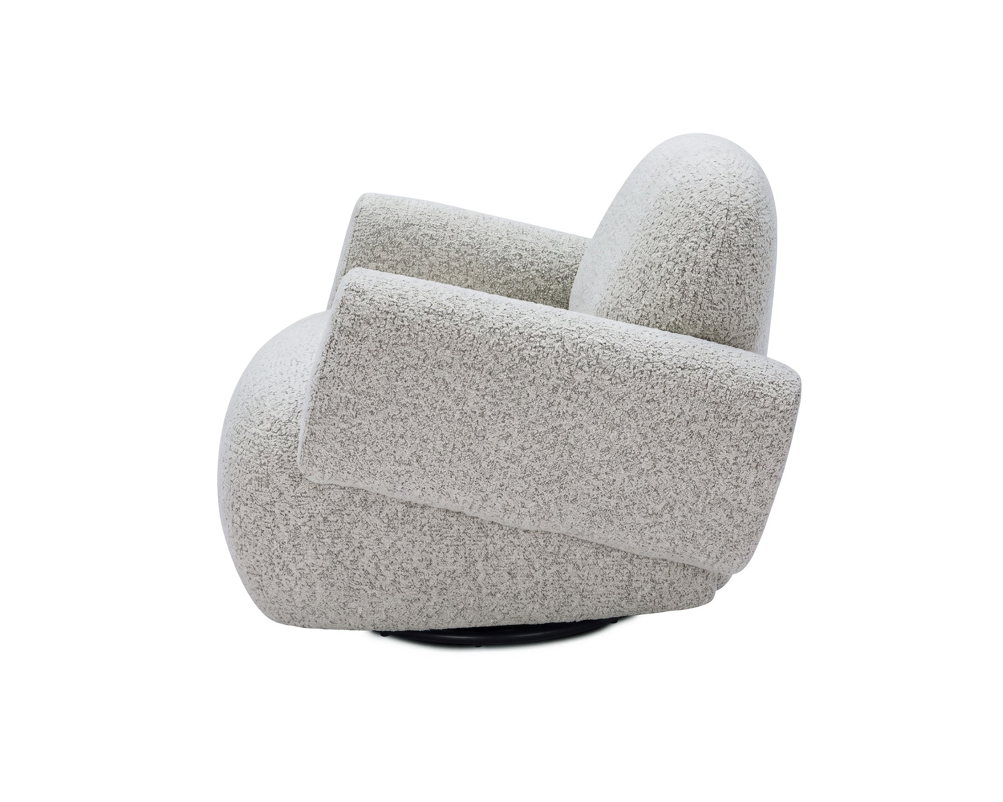Bolton Ripley Grav Chenille & Matt Black Metal Swivel Armchair