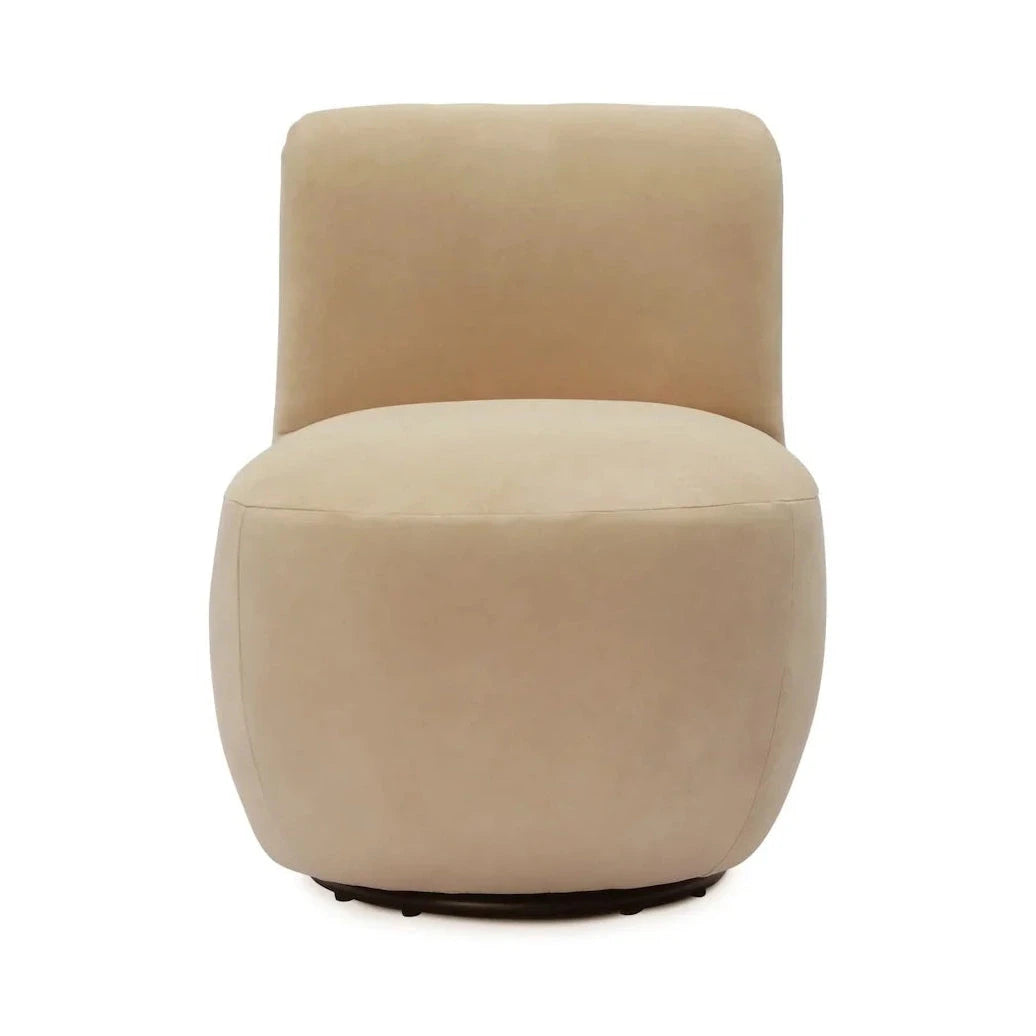 Hopper Desert Velvet & Matt Black Metal Swivel Armchair