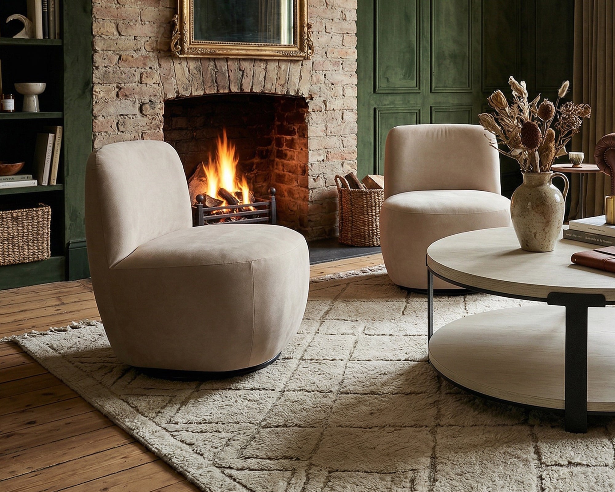 Hopper Swivel Armchair - Hopper Desert & Matt Black Metal