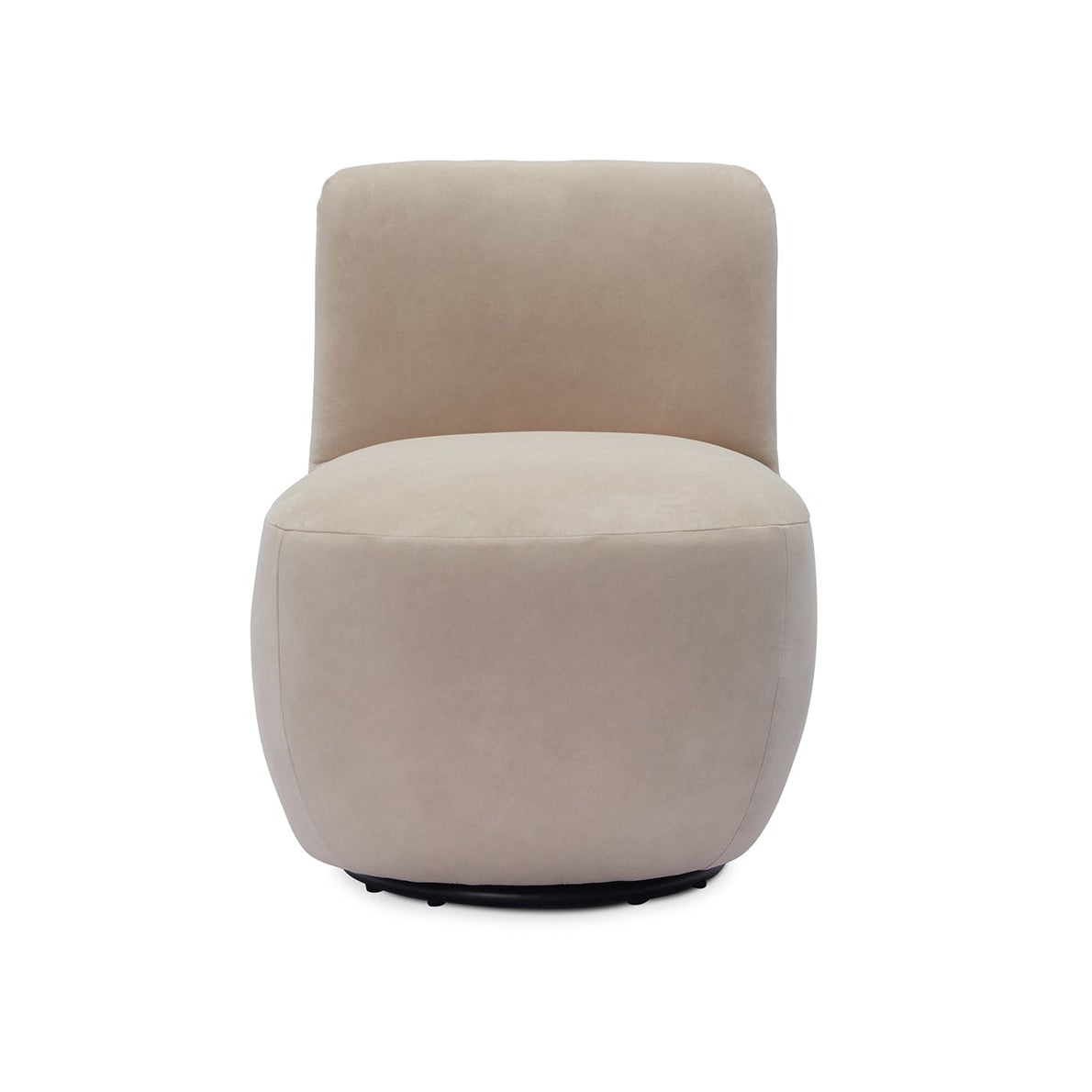 Hopper Desert Velvet & Matt Black Metal Swivel Armchair