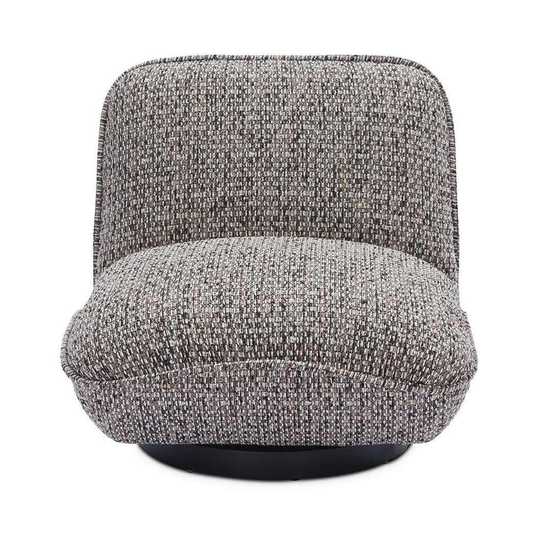 Algar Tetru Terra Chenille & Matt Black Metal Swivel Armchair