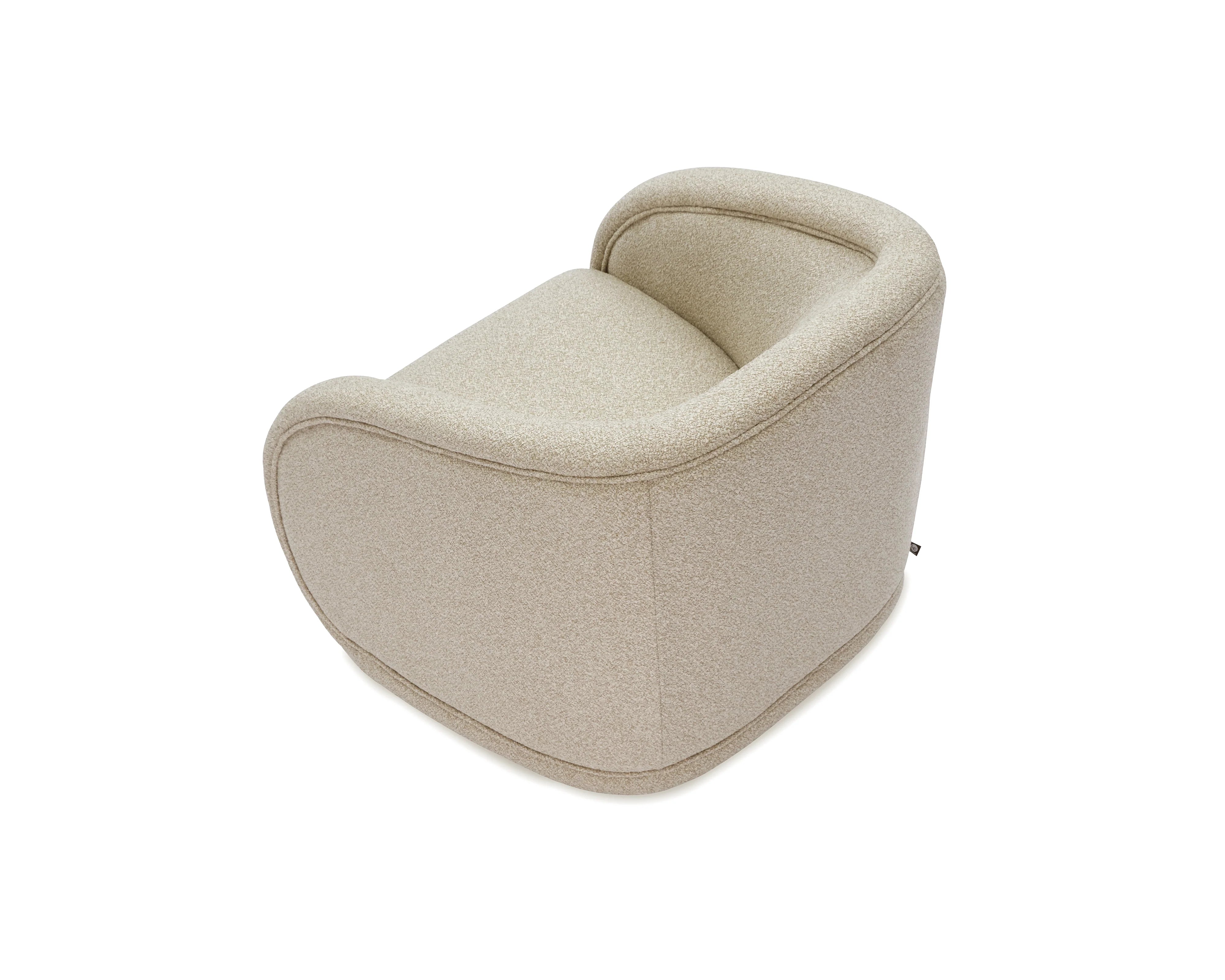 Alice Capella Sand Chenille & Matt Black Metal Swivel Armchair