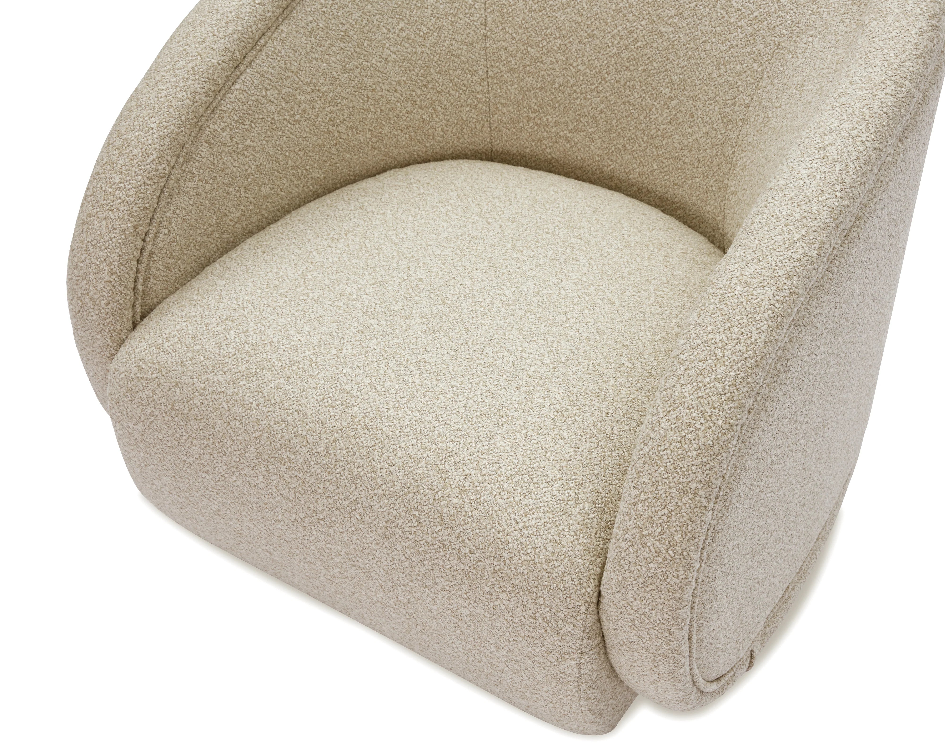Alice Capella Sand Chenille & Matt Black Metal Swivel Armchair