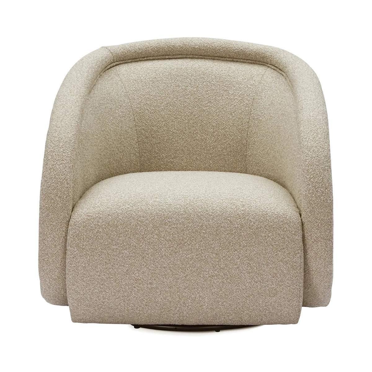 Alice Capella Sand Chenille & Matt Black Metal Swivel Armchair