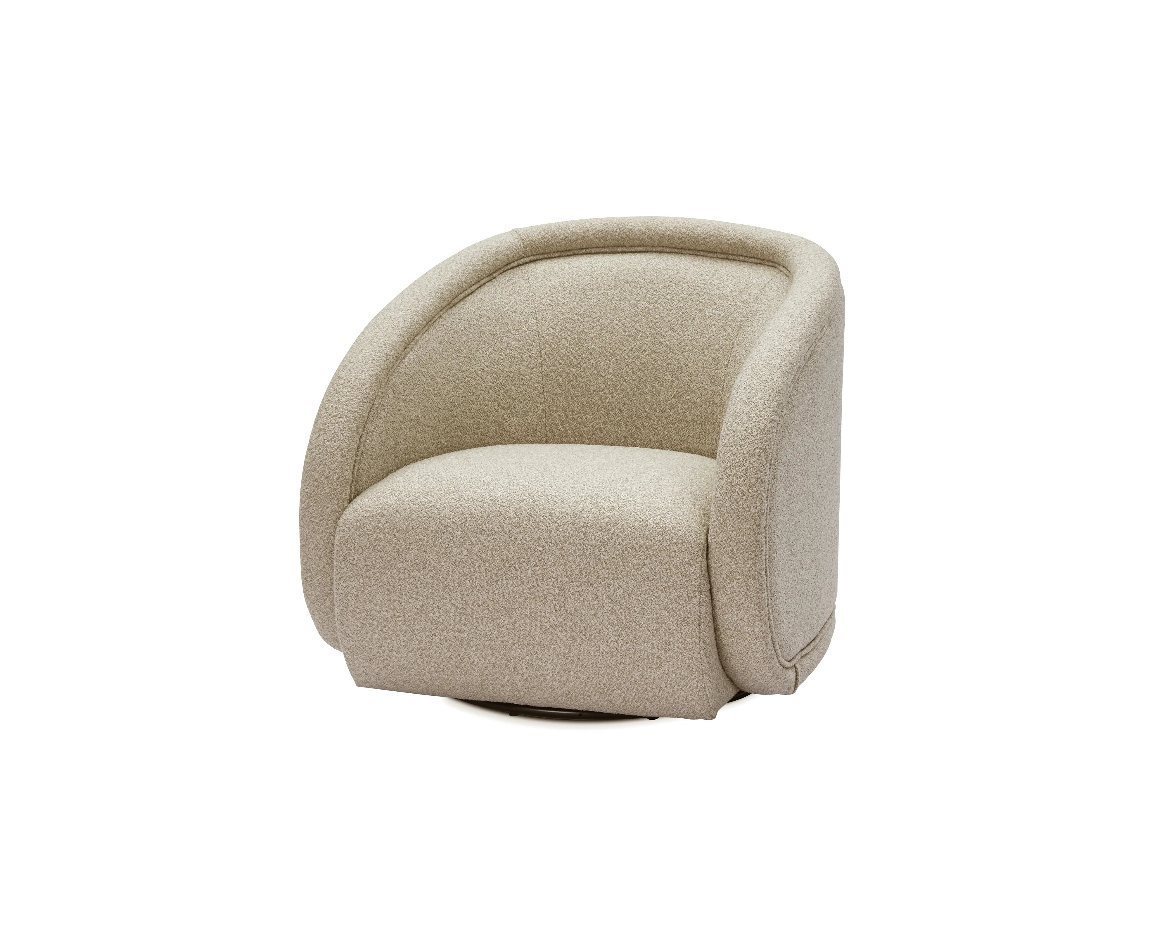 Alice Capella Sand Chenille & Matt Black Metal Swivel Armchair