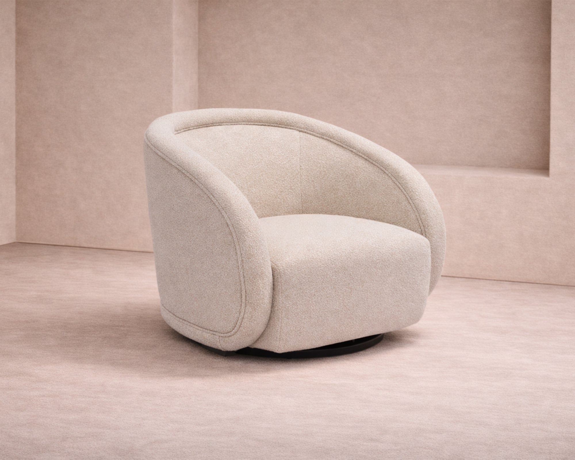 Alice Swivel Armchair - Capella Sand & Matt Black Metal
