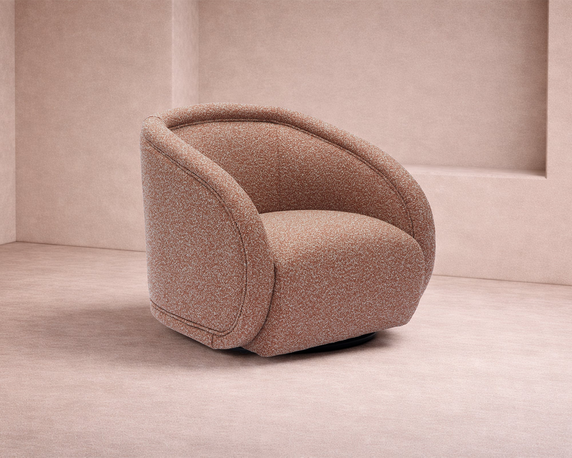 Alice Swivel Armchair - Capella Clay Boucle & Matt Black Metal