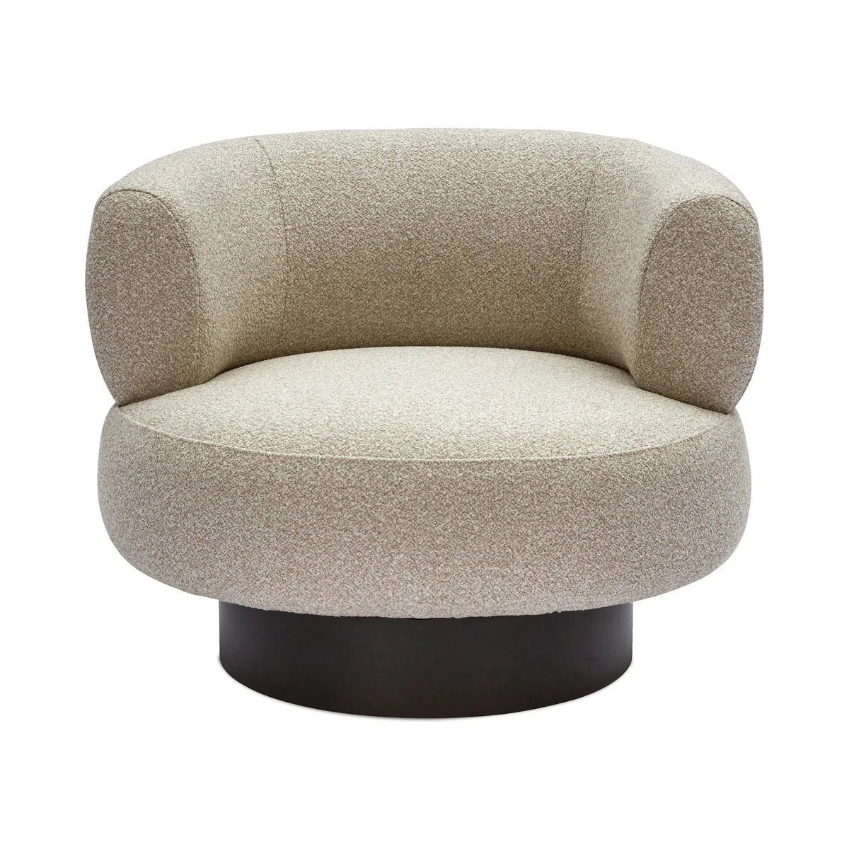 Redeo Capella Sand Chenille & Matt Black Metal Swivel Armchair