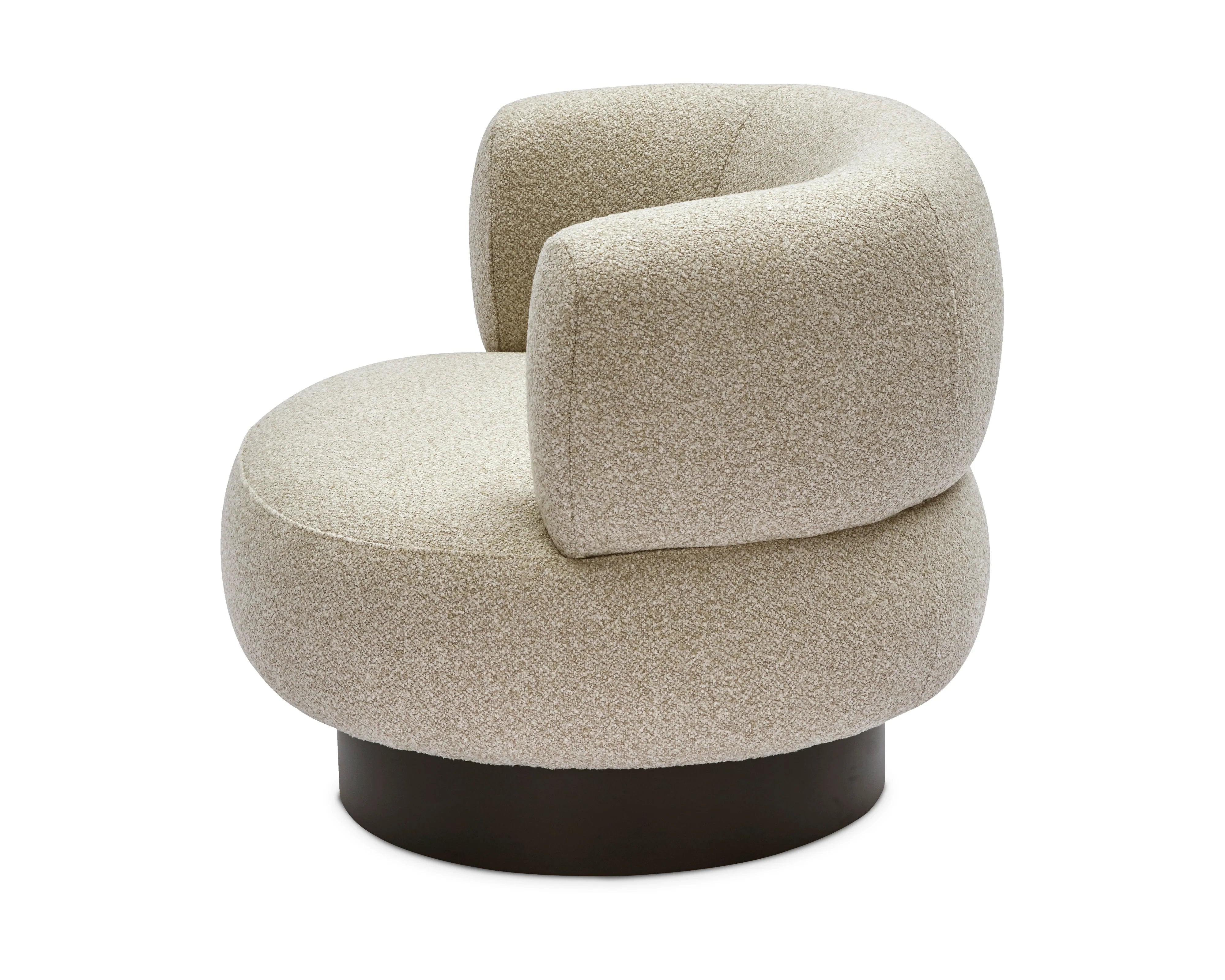 Redeo Capella Sand Chenille & Matt Black Metal Swivel Armchair