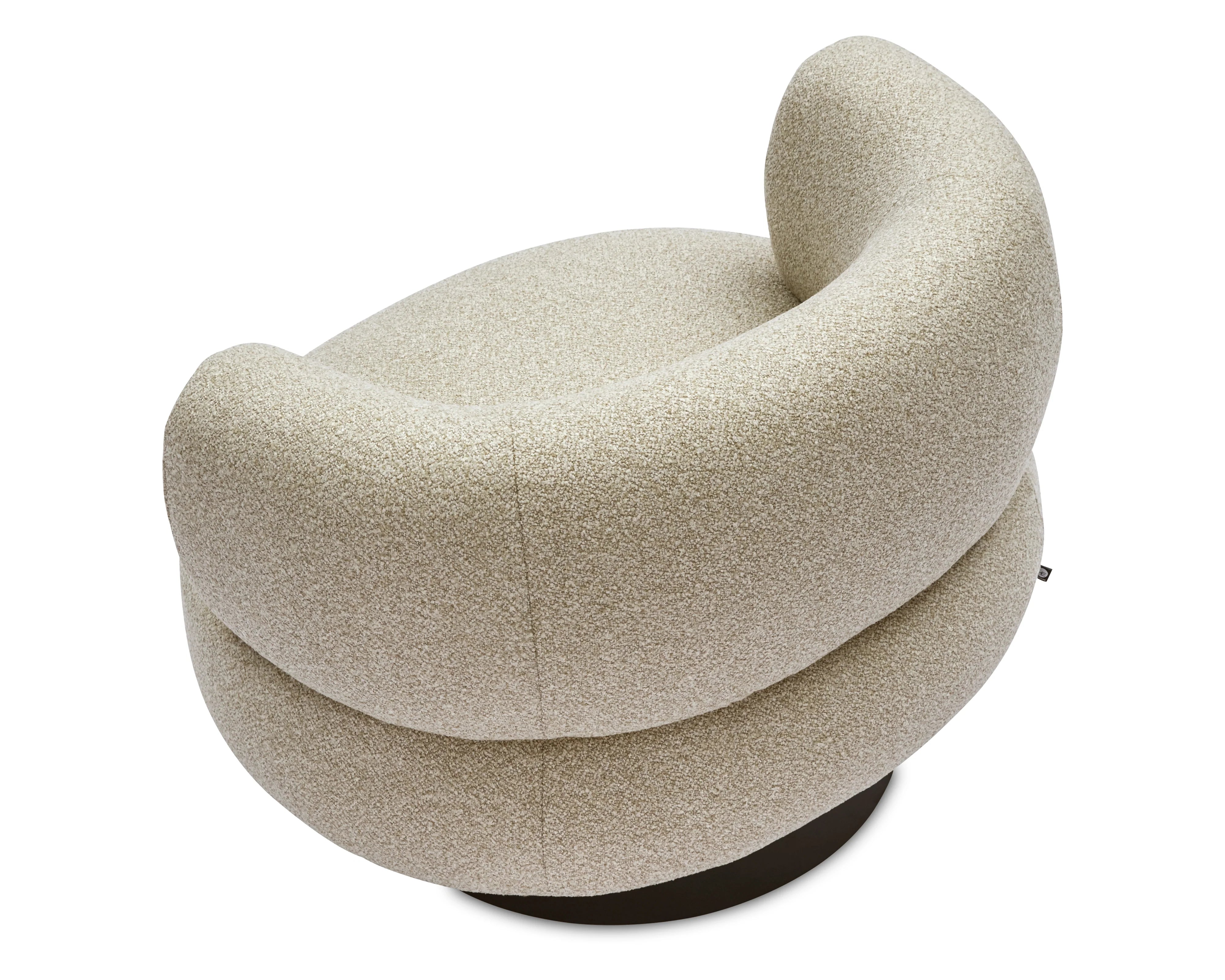 Redeo Capella Sand Chenille & Matt Black Metal Swivel Armchair
