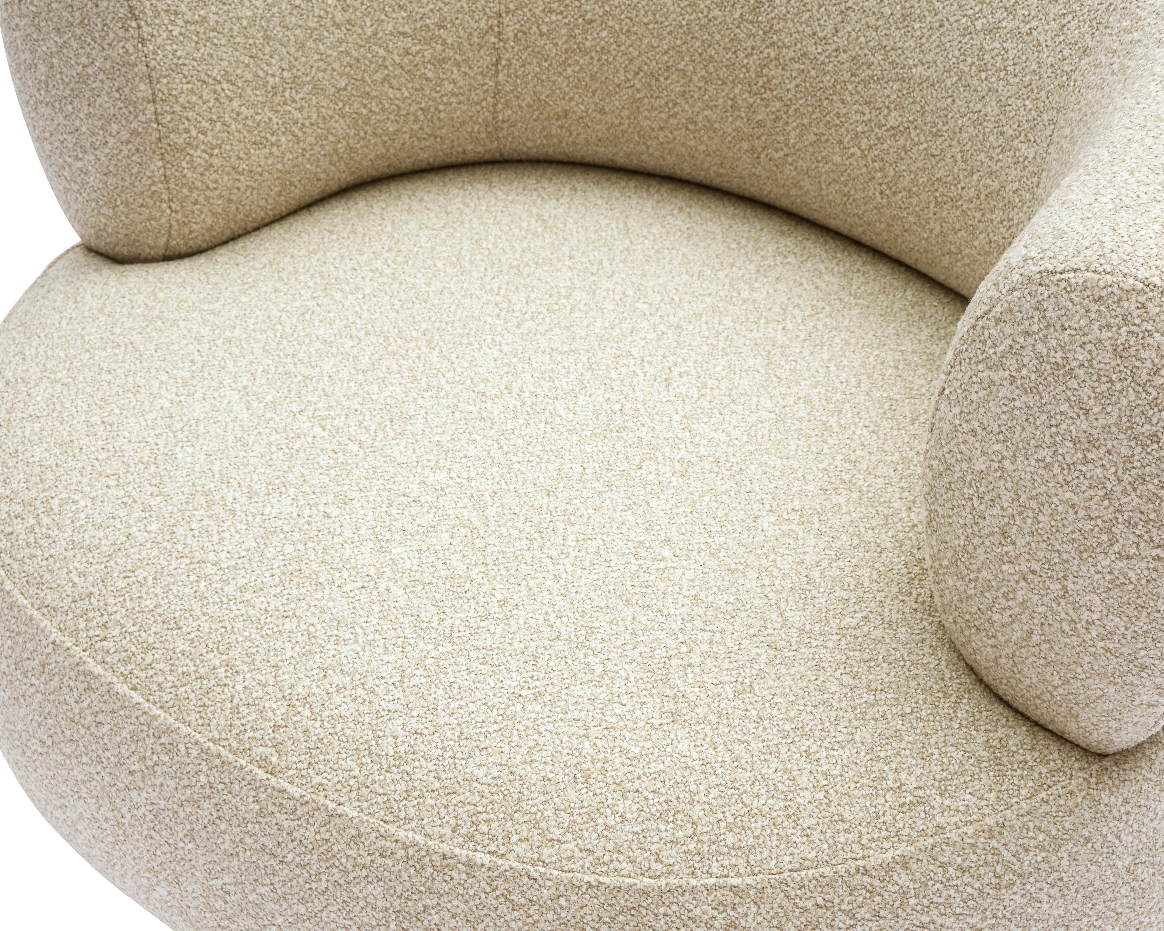 Redeo Capella Sand Chenille & Matt Black Metal Swivel Armchair