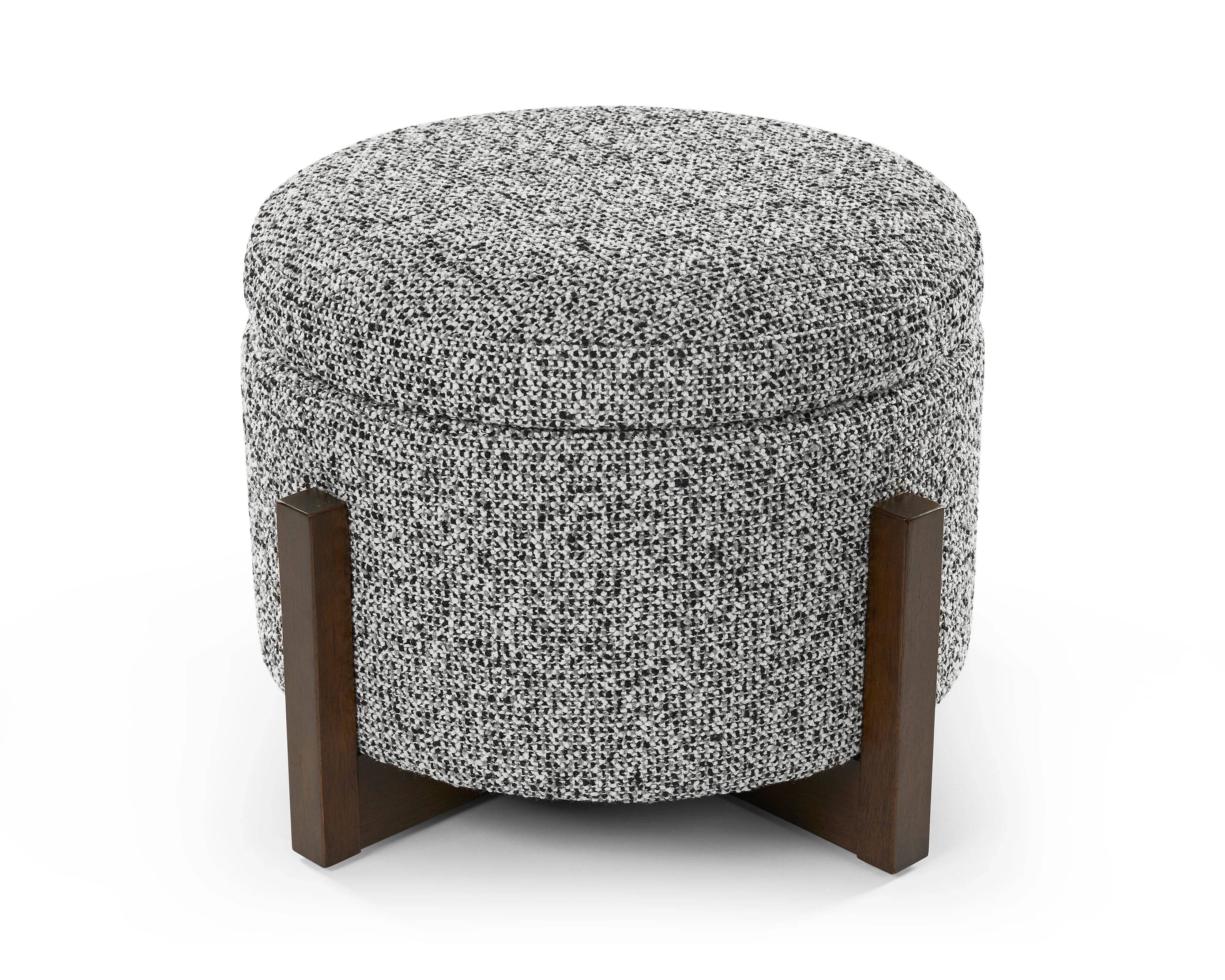 Asti Dexter Sparkle Stone Linen Look & Wood Ottoman