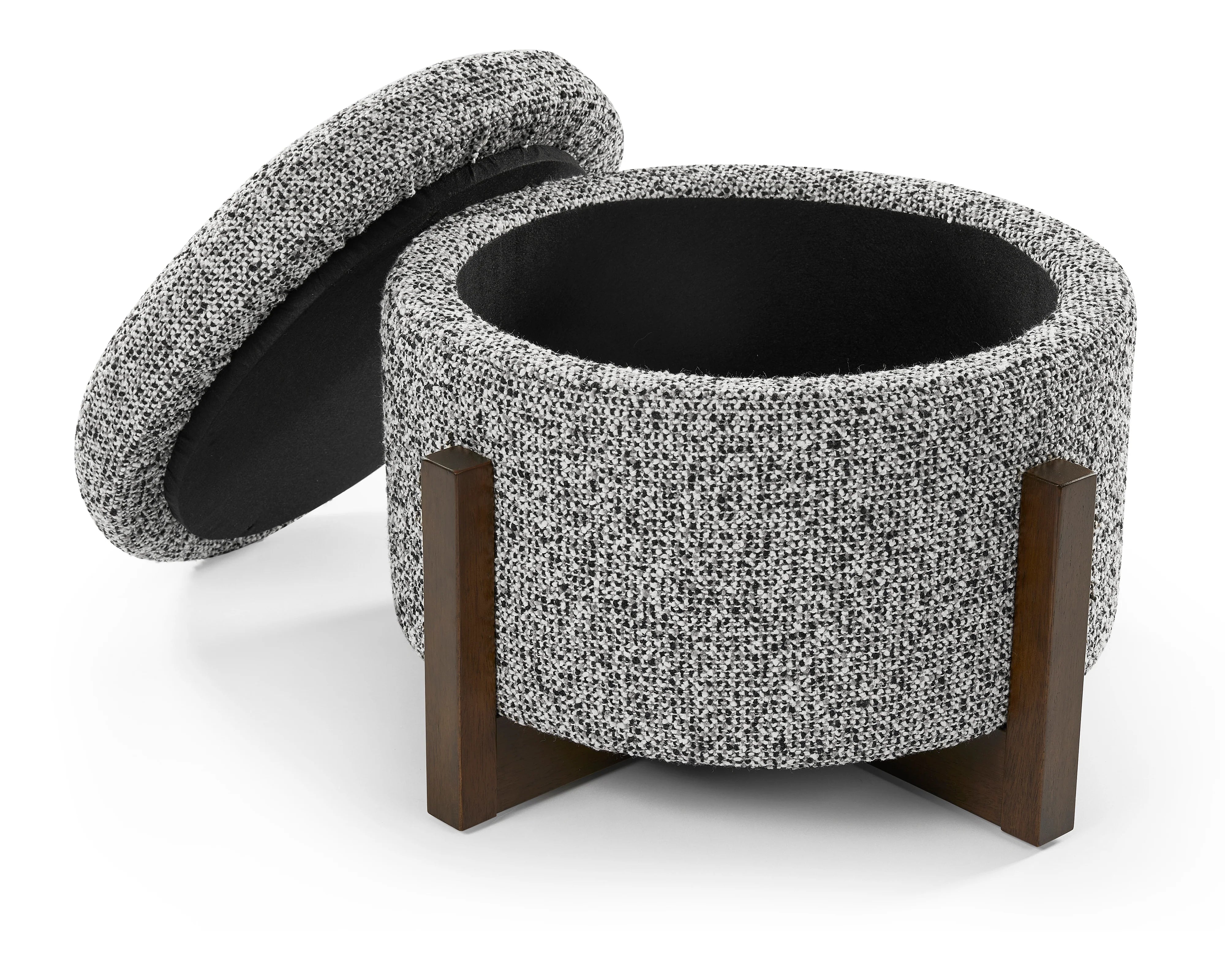 Asti Dexter Sparkle Stone Linen Look & Wood Ottoman