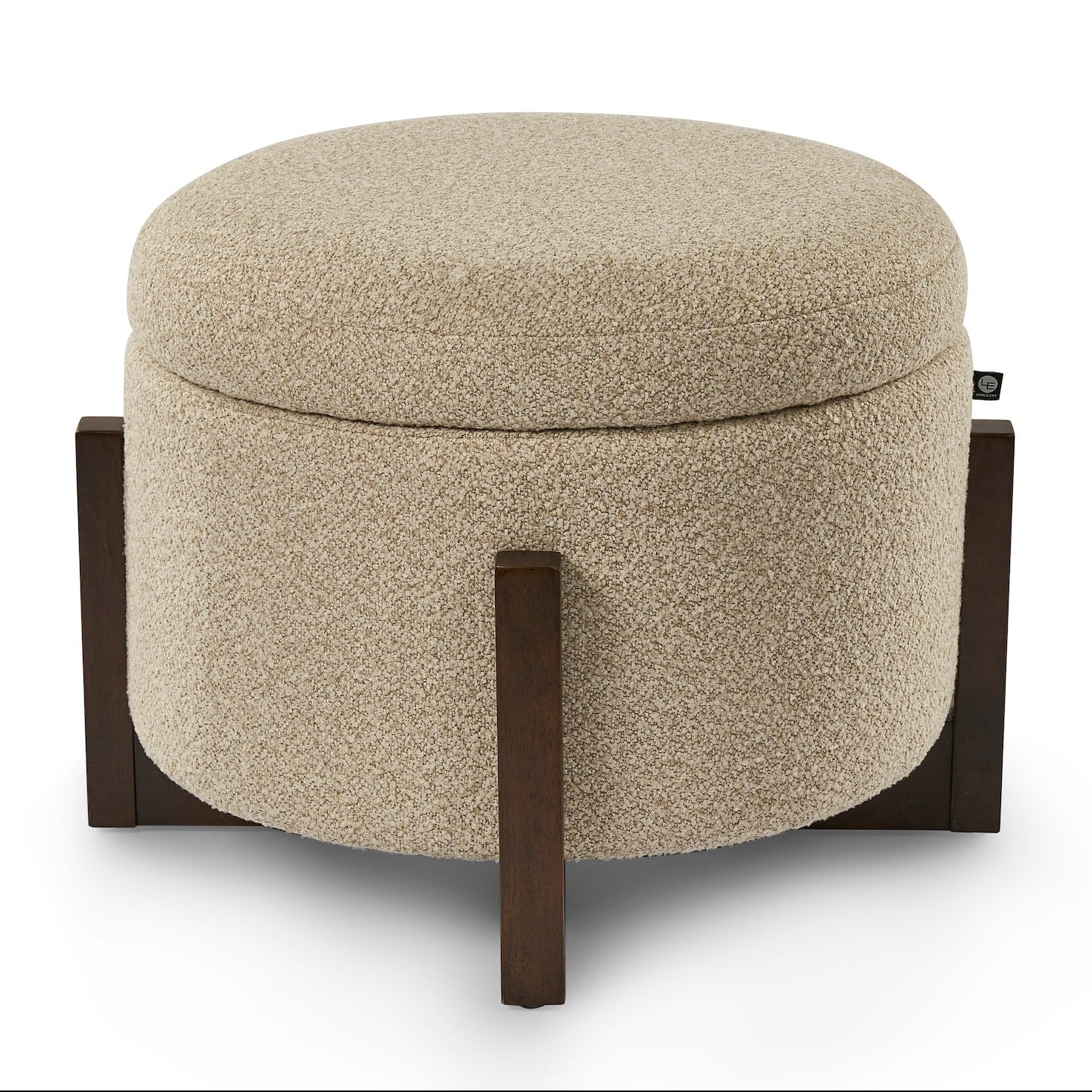Asti Capella Sand Chenille & Ash Wood Ottoman
