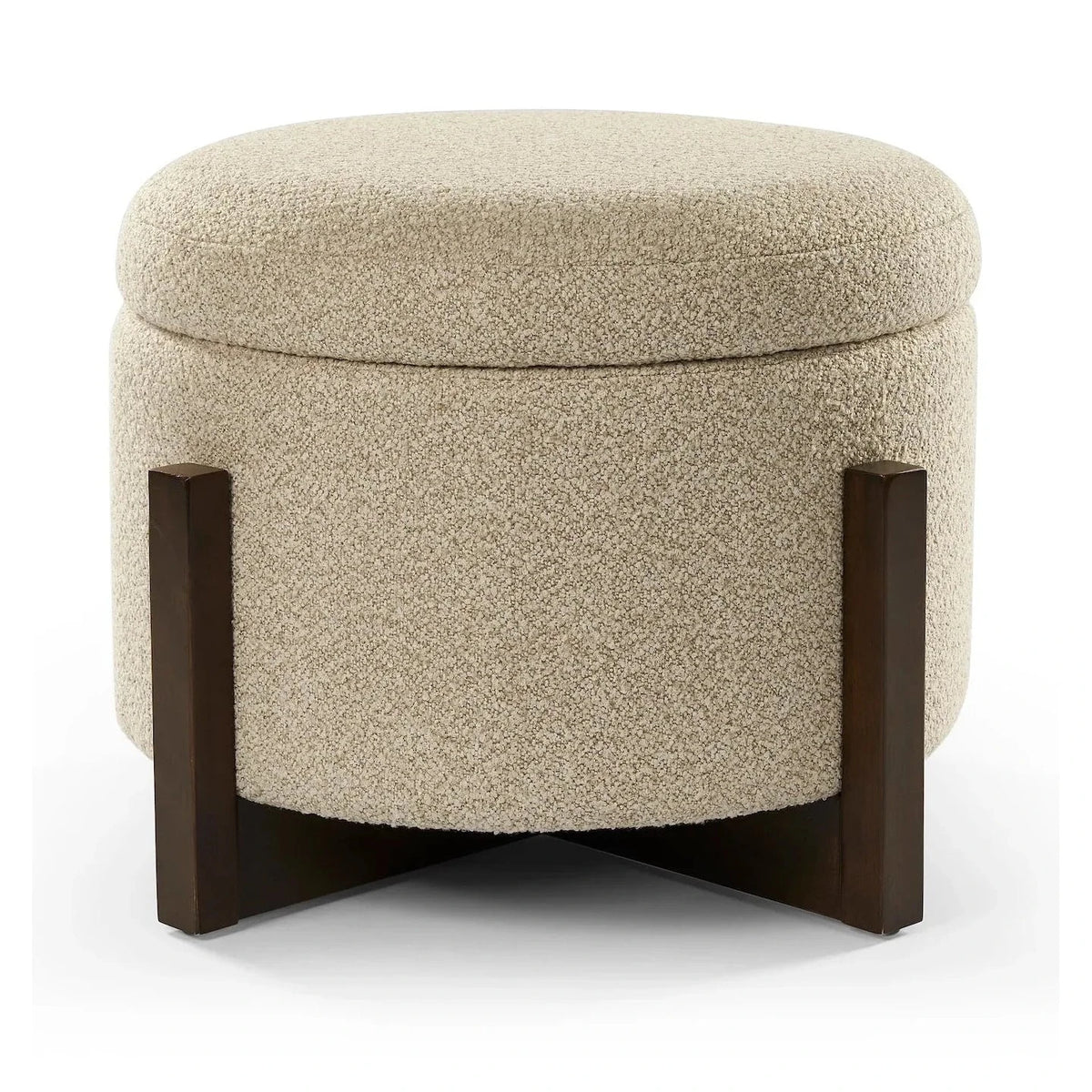 Asti Capella Sand Chenille & Wood Ottoman