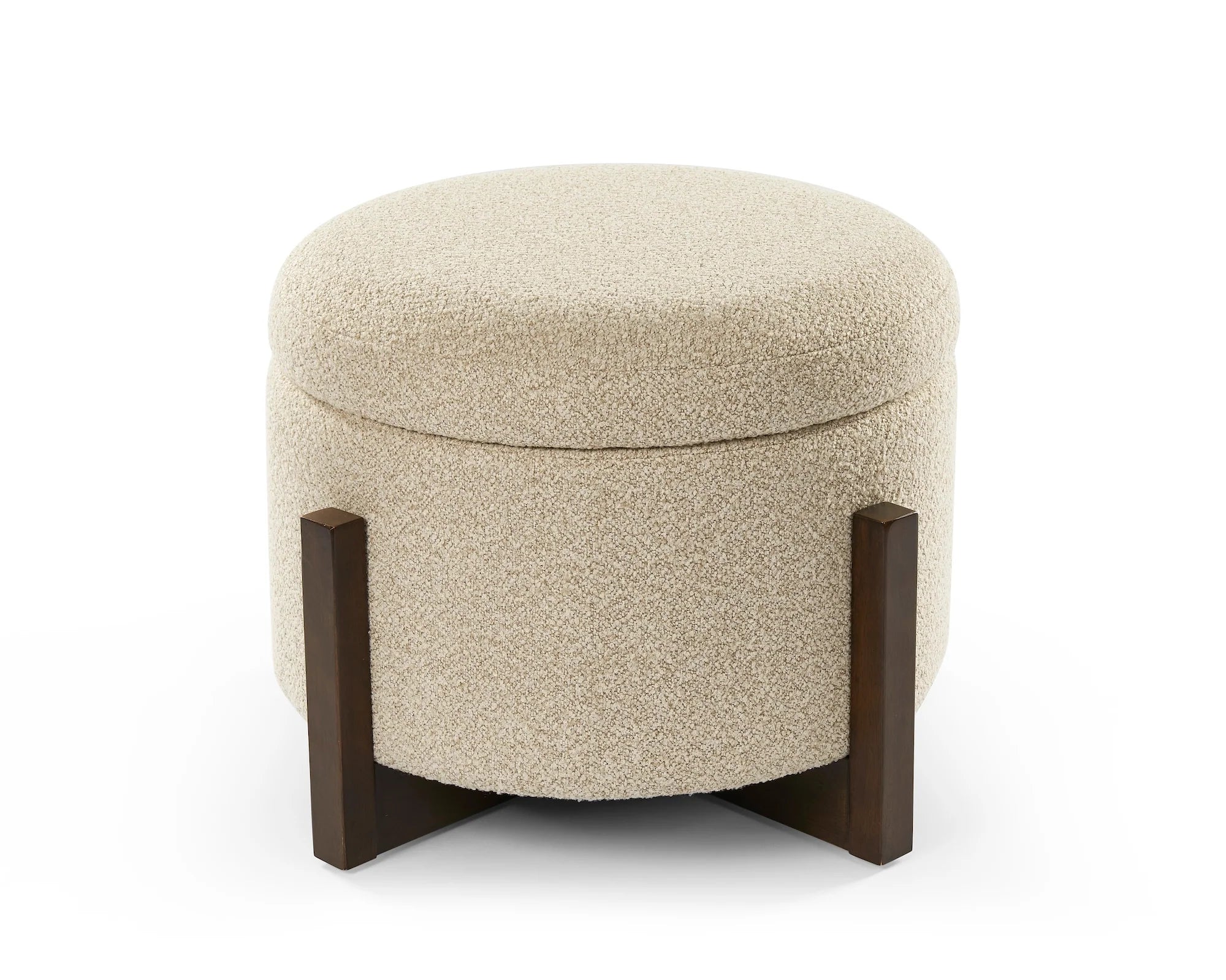 Asti Capella Sand Chenille & Wood Ottoman