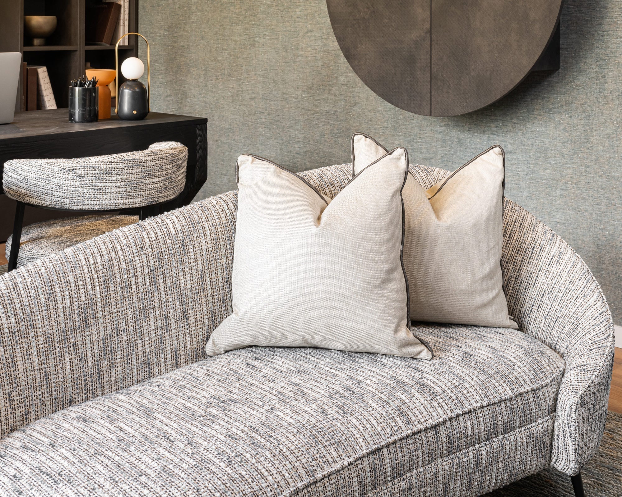 Aspen 2 Seater Sofa - Sherpa Grey & Matt Black