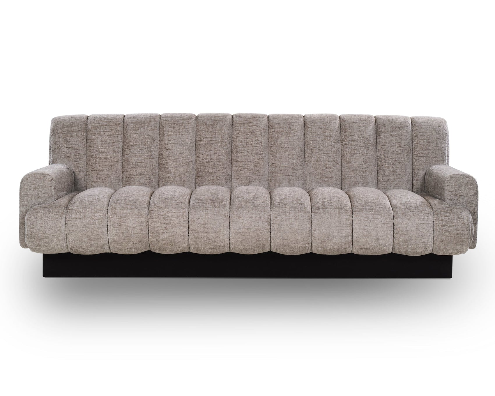 Keiron Bennet Grey Chenille & Matt Black 3 Seater Sofa