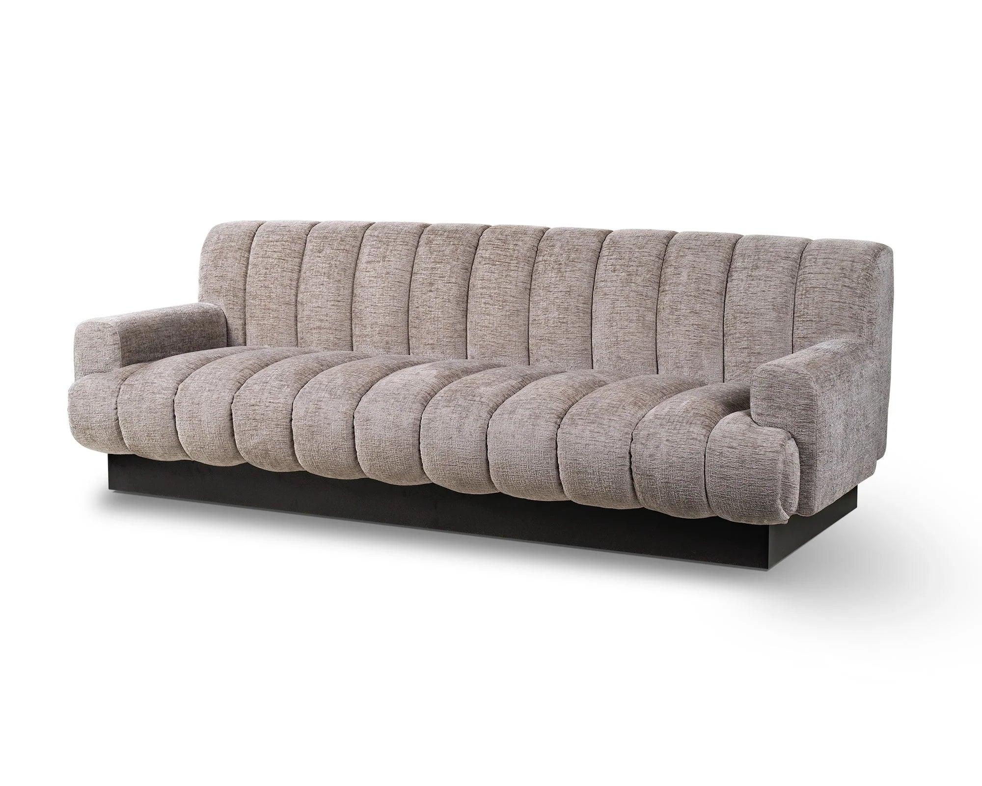 Keiron Bennet Grey Chenille & Matt Black 3 Seater Sofa