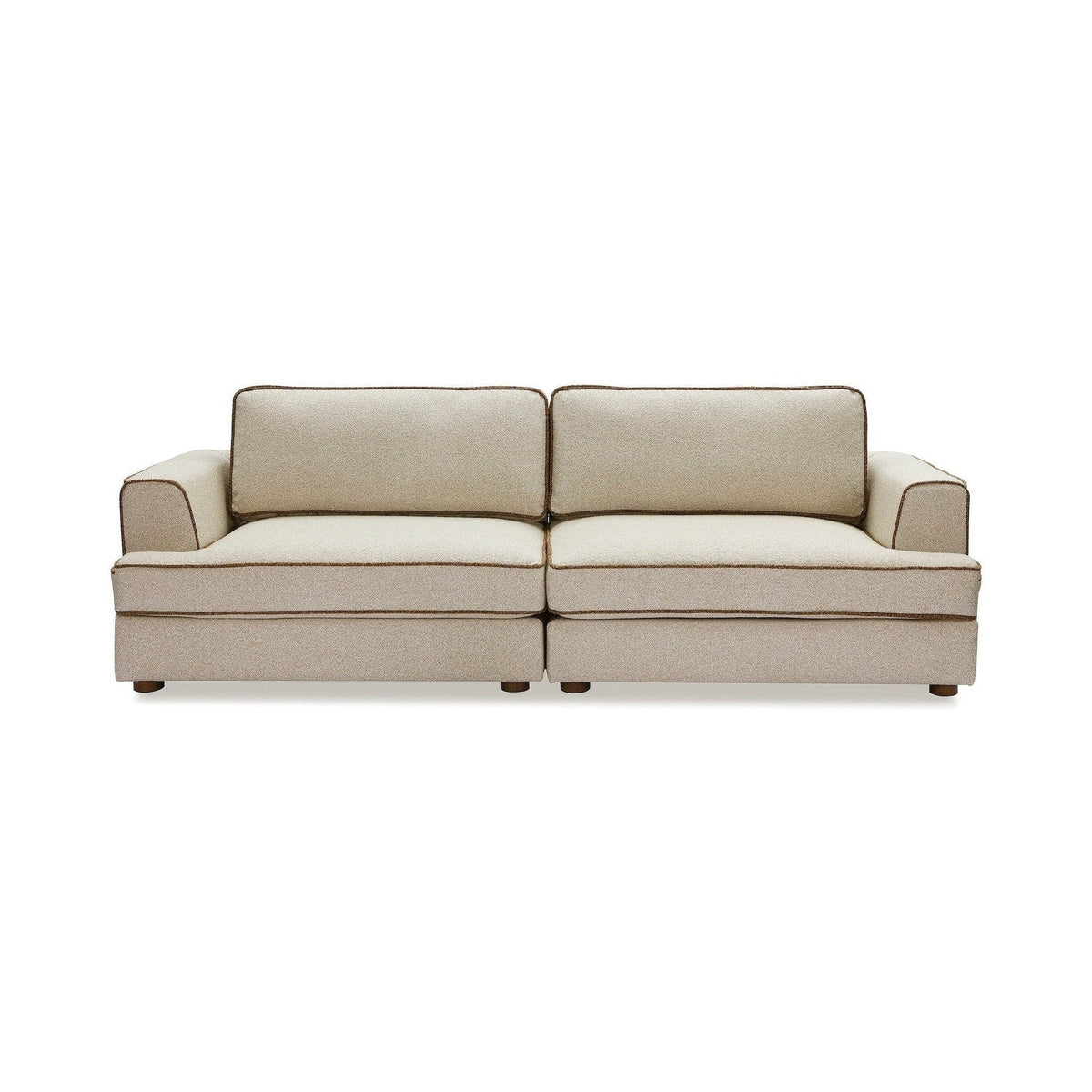 Cameron Capella Sand Chenille & Fennel Seed Piping 3 Seater Sofa