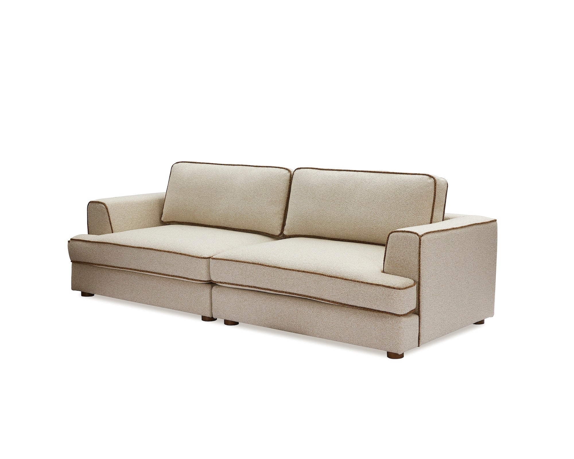 Cameron Capella Sand Chenille & Fennel Seed Piping 3 Seater Sofa