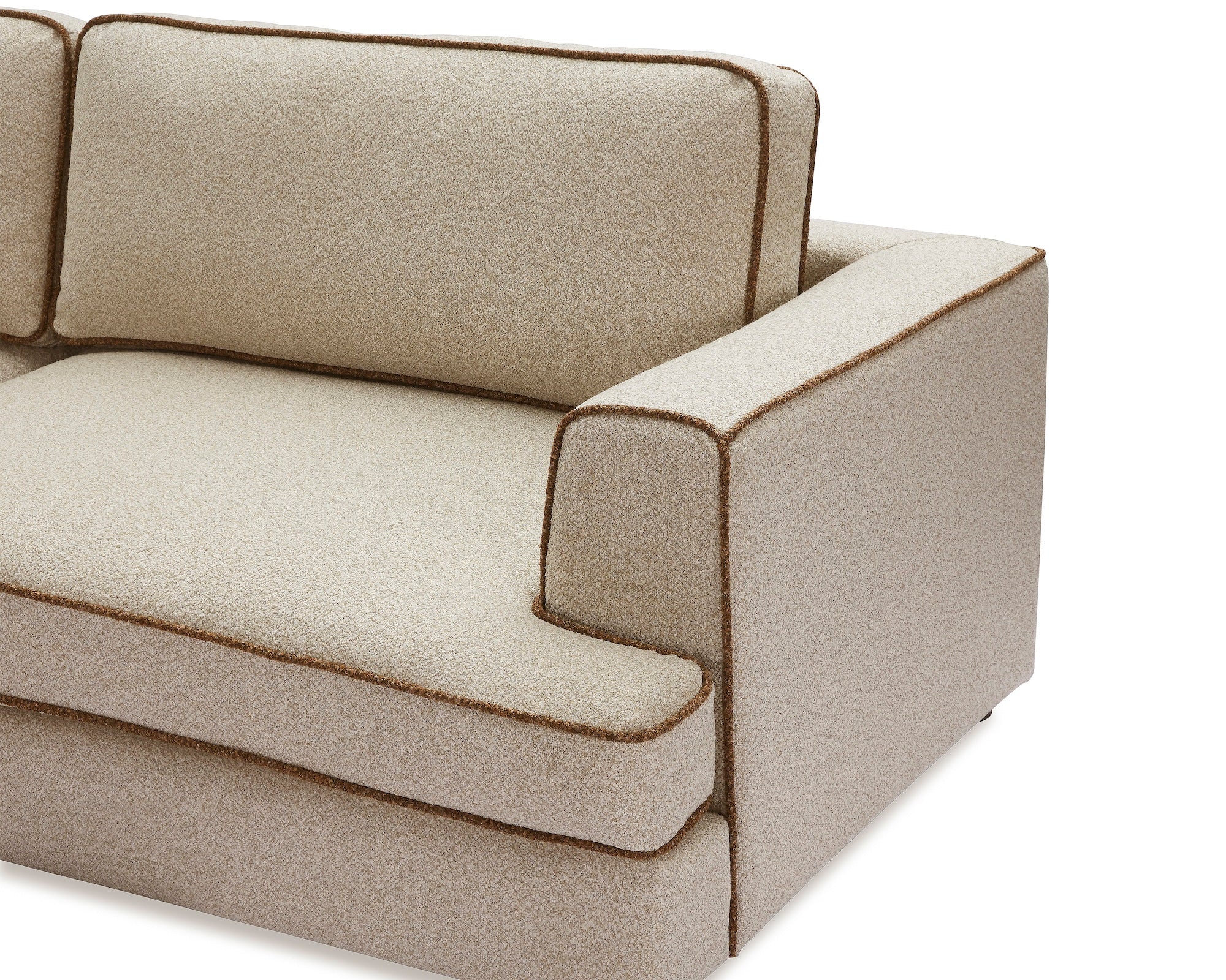 Cameron Capella Sand Chenille & Fennel Seed Piping 3 Seater Sofa