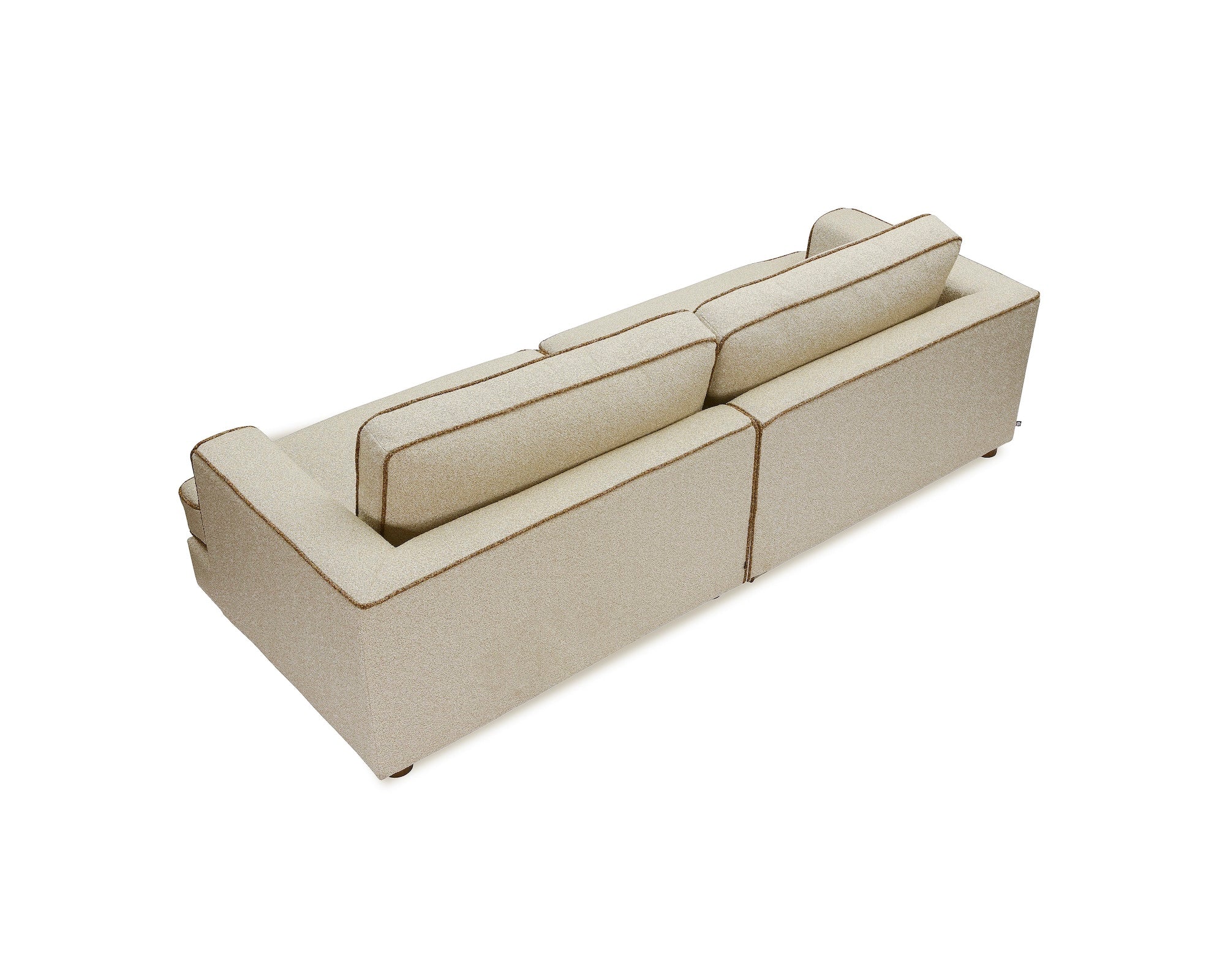Cameron Capella Sand Chenille & Fennel Seed Piping 3 Seater Sofa