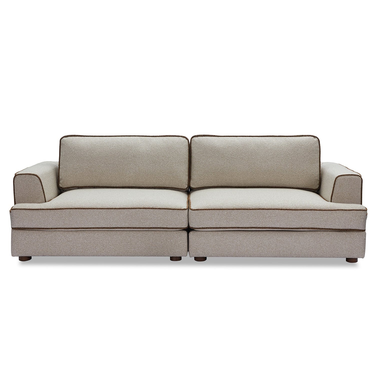 Cameron Capella Sand Chenille & Fennel Seed Piping 3 Seater Sofa