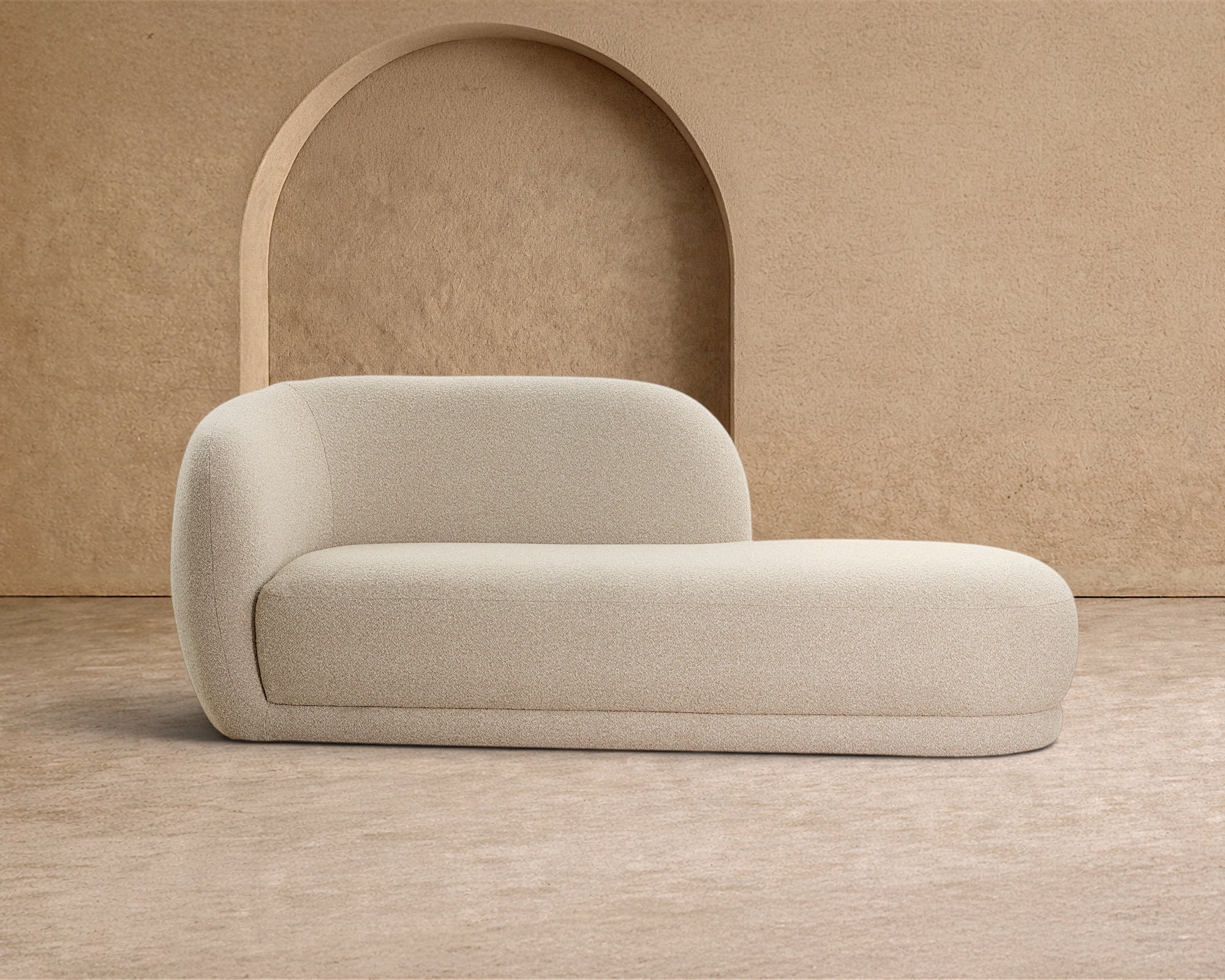 Curva Capella Sand Chenille Chaise Sofa