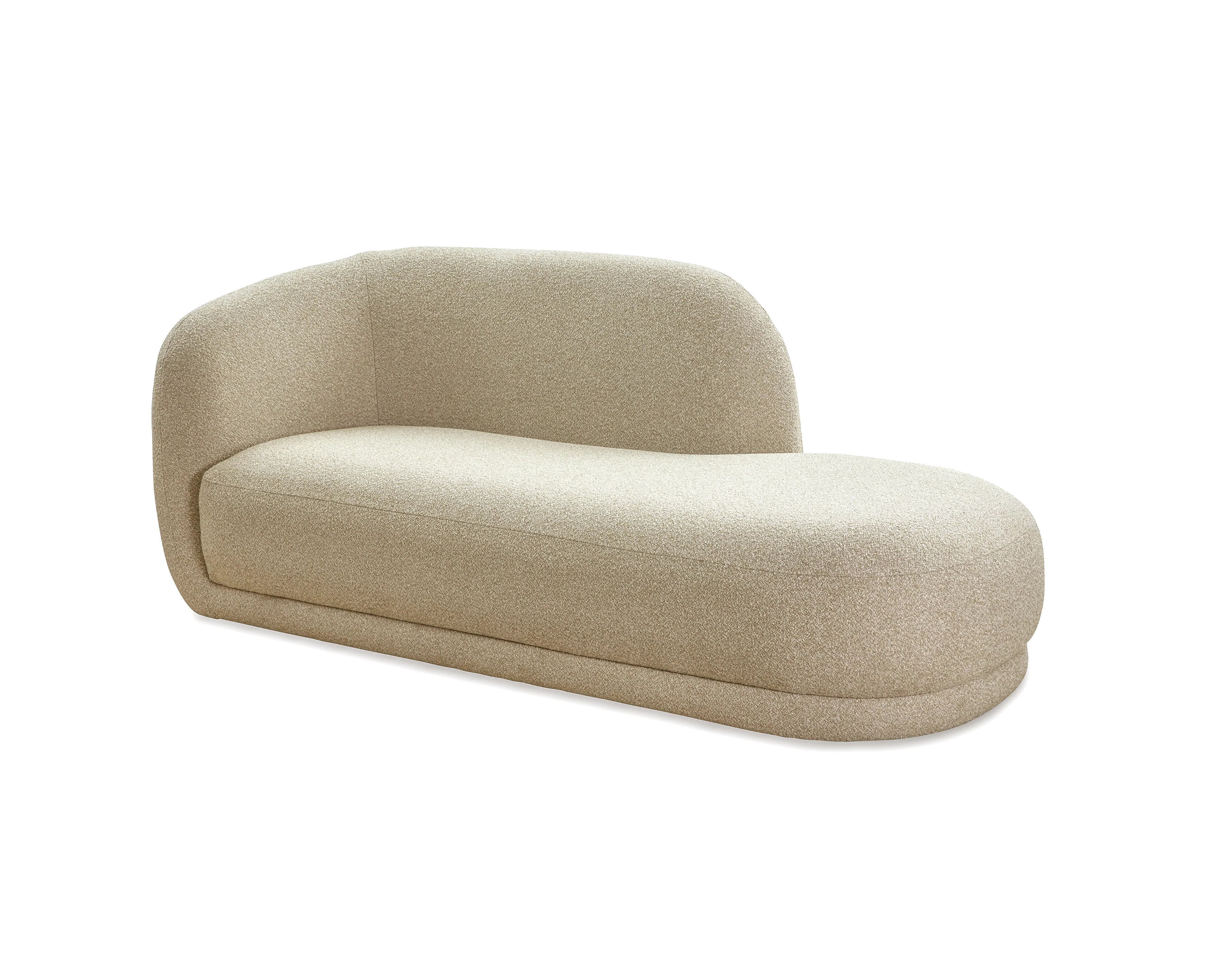Curva Capella Sand Chenille Chaise Sofa
