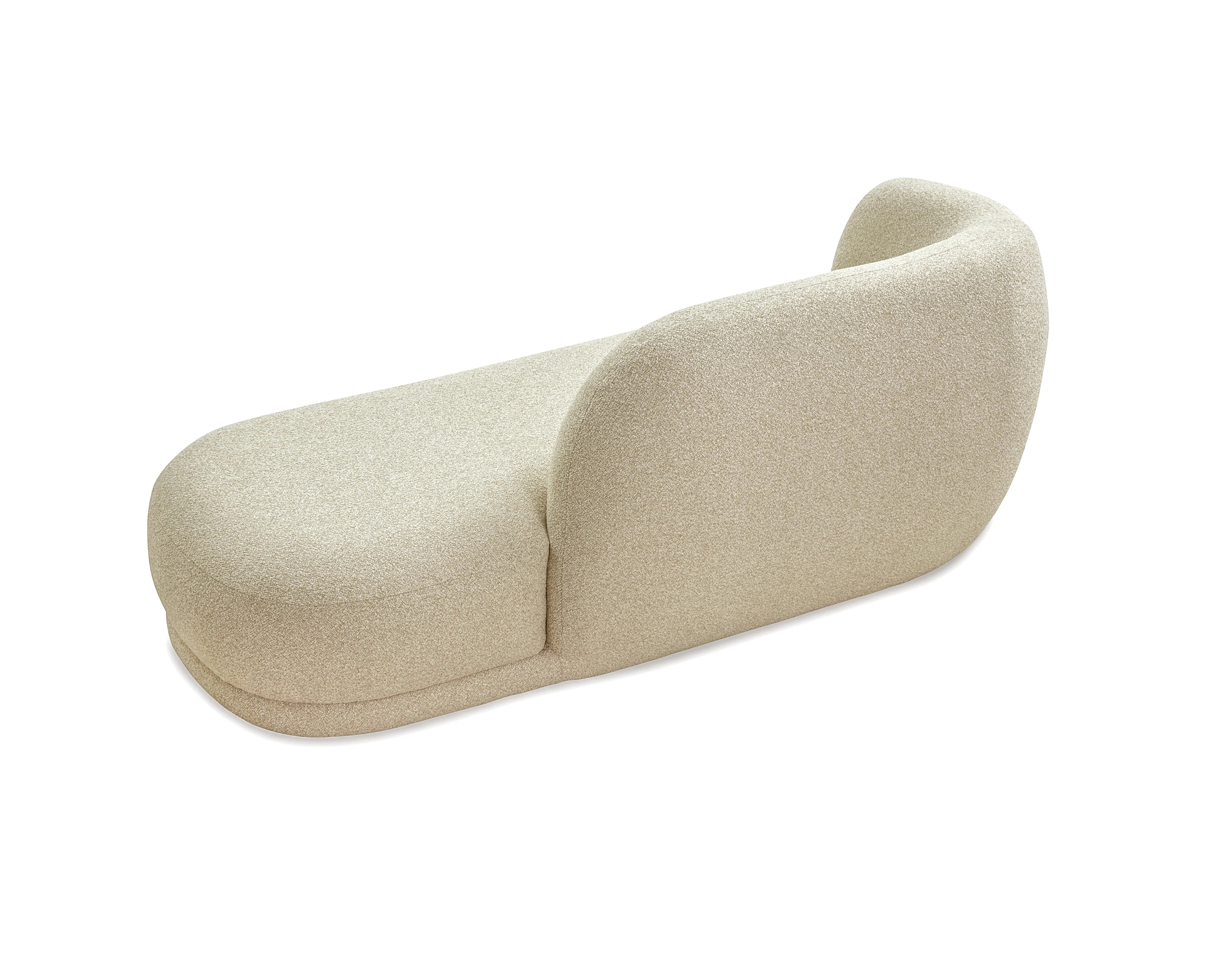Curva Capella Sand Chenille Chaise Sofa