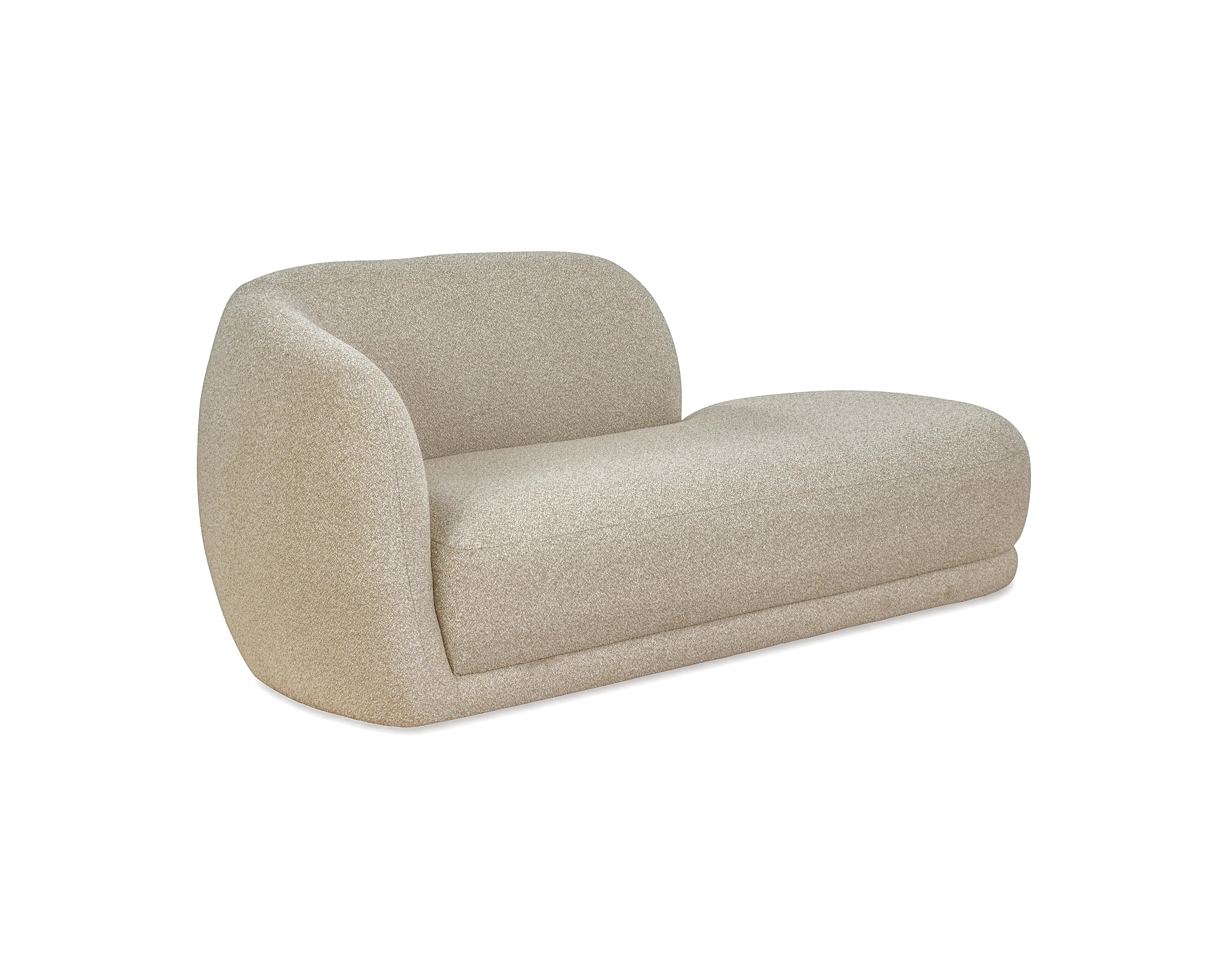 Curva Capella Sand Chenille Chaise Sofa