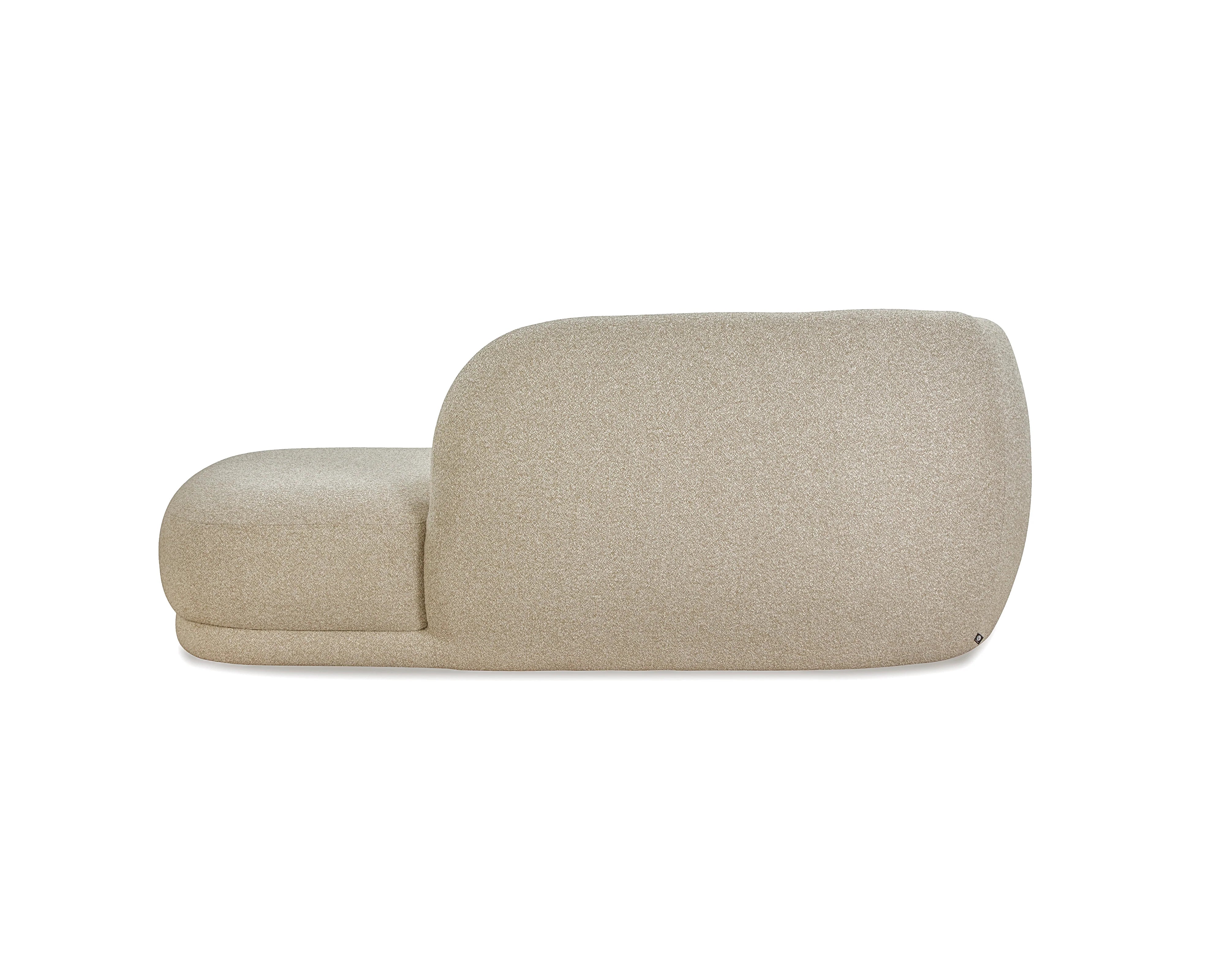 Curva Capella Sand Chenille Chaise Sofa