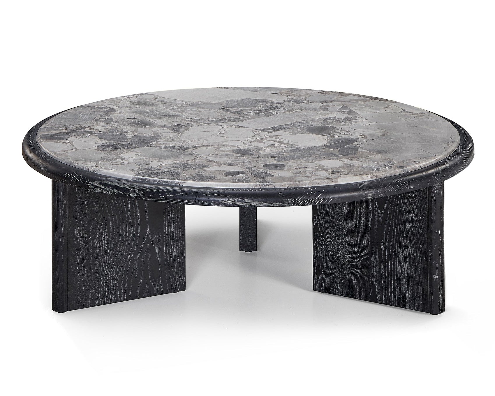 Herman Oreo Grey Marble & Ebony Round Coffee Table