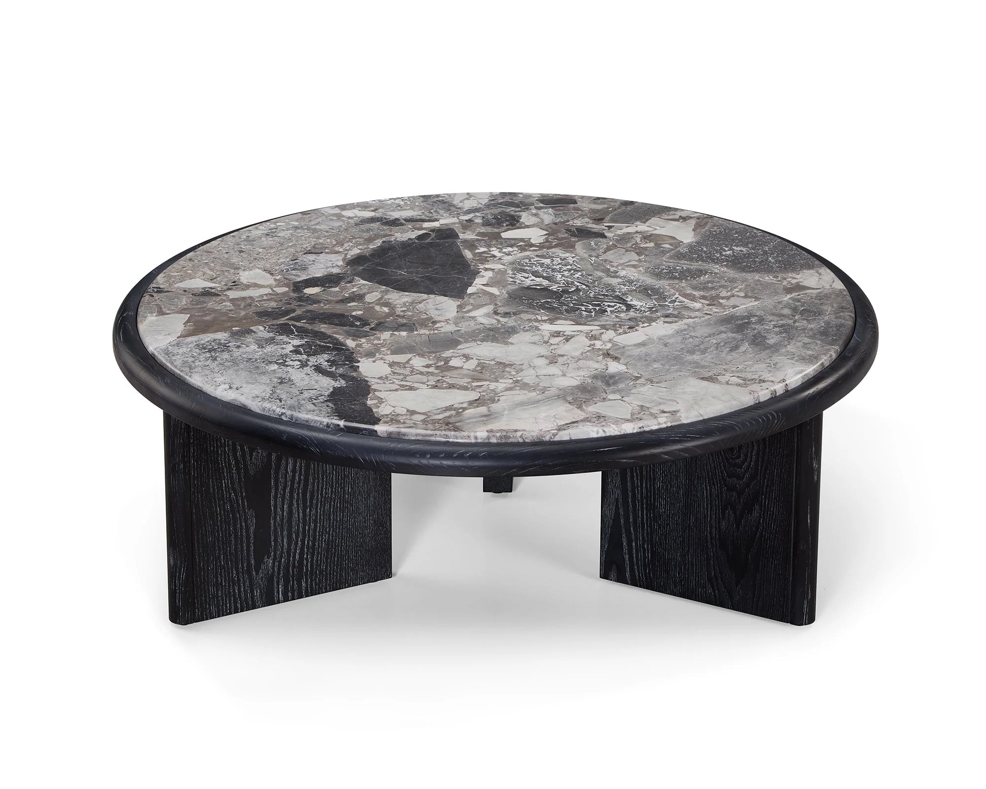 Herman Oreo Grey Marble & Ebony Round Coffee Table