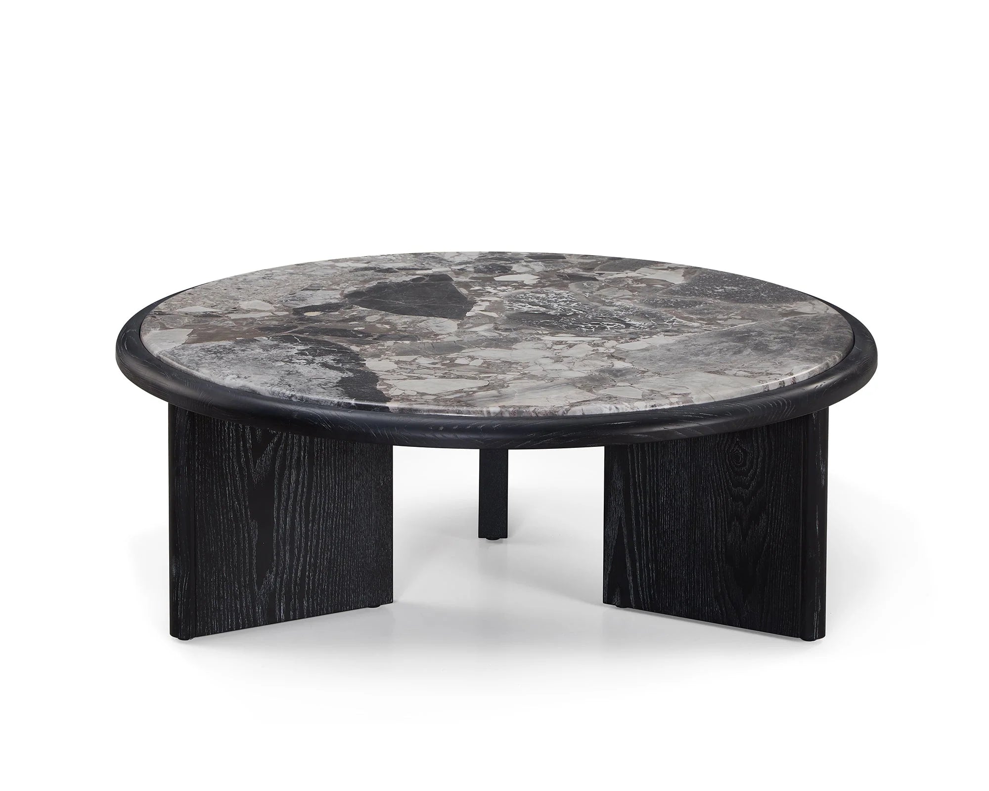 Herman Oreo Grey Marble & Ebony Round Coffee Table
