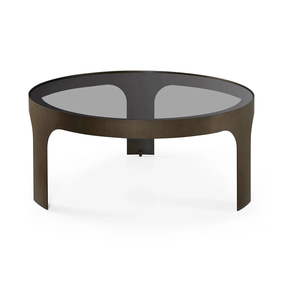 Arch Antique Bronze & Smoked Black Glass Round Coffee Table