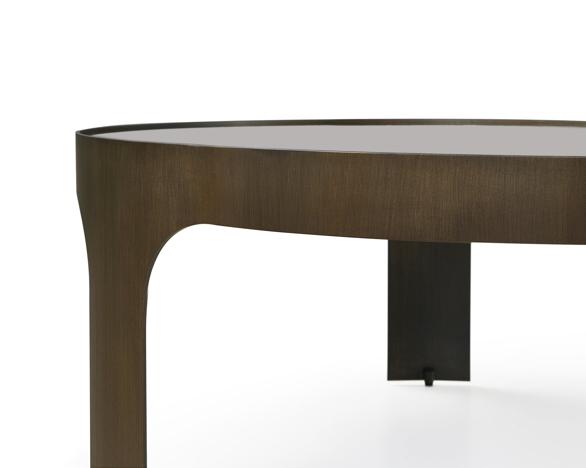 Arch Round Coffee Table - Antique Bronze & Smoked Black Glass