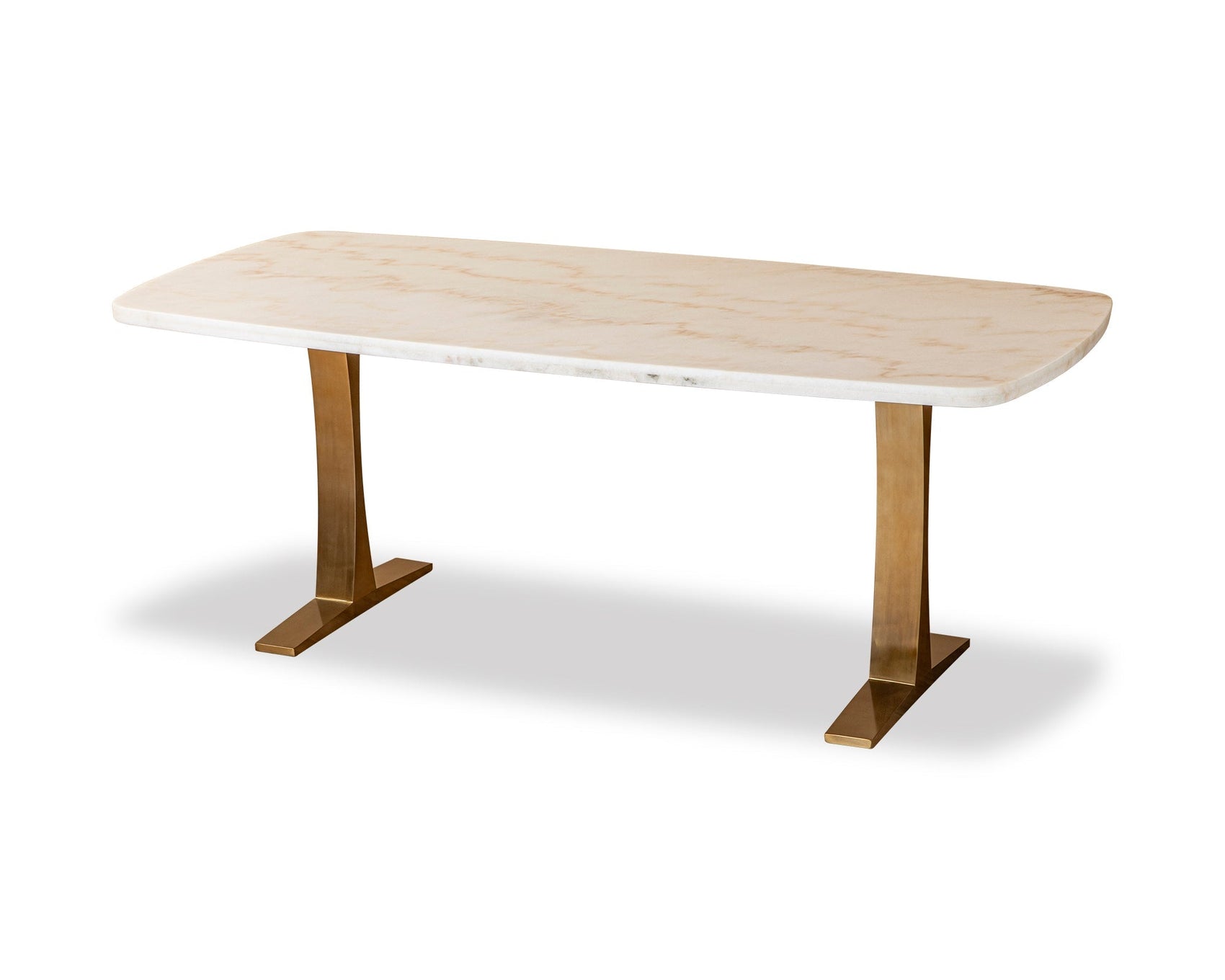 Tatler White Marble & Brass Stainless Steel Dining Table