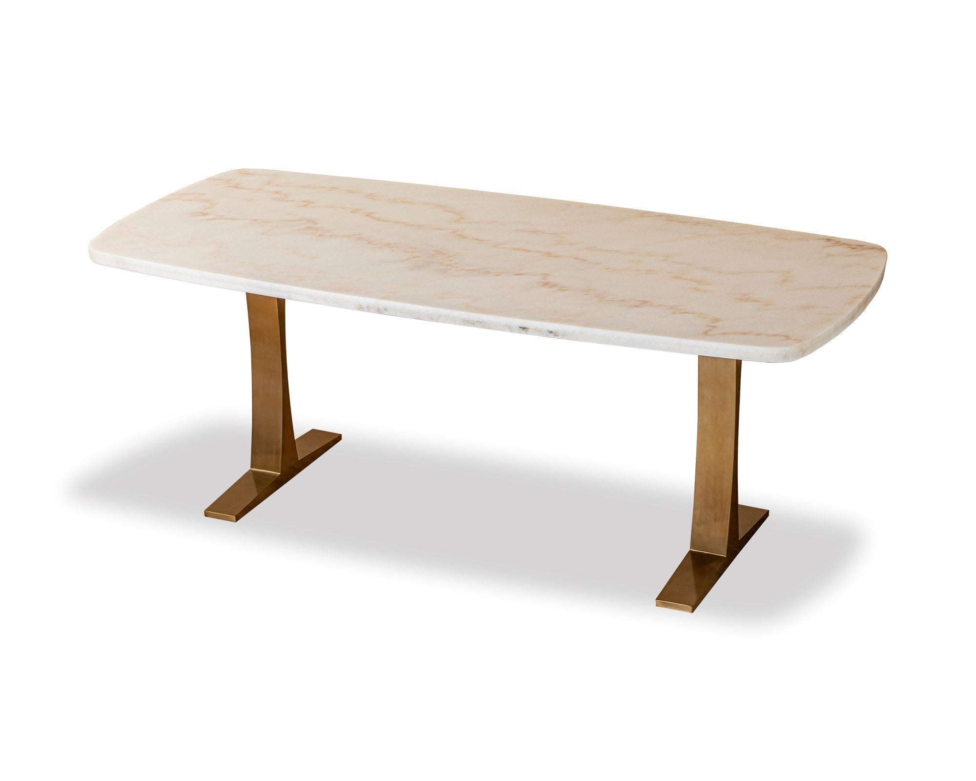 Tatler Dining Table - White Marble, Brass Stainless Steel