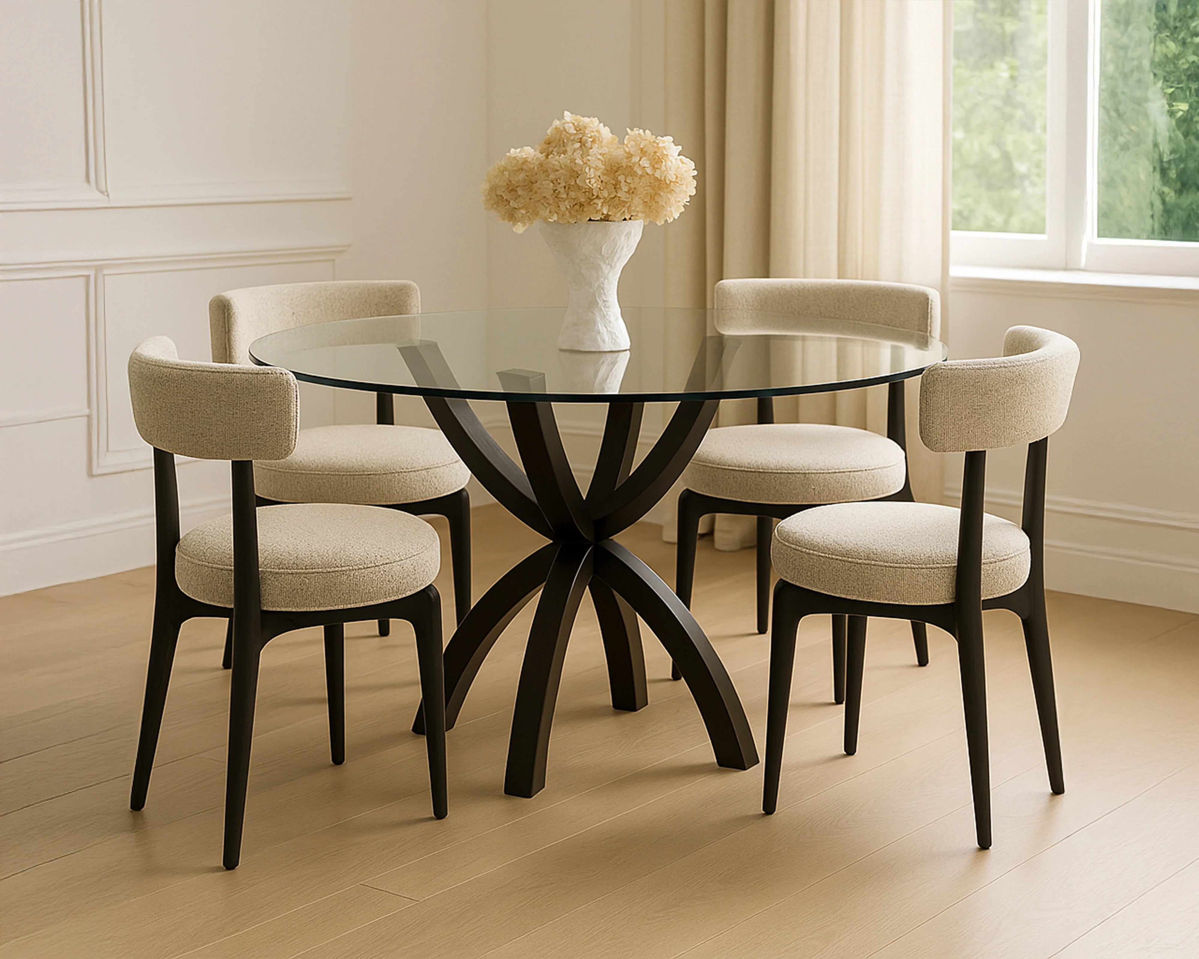 Malone Industrial Brown & Glass Dining Table