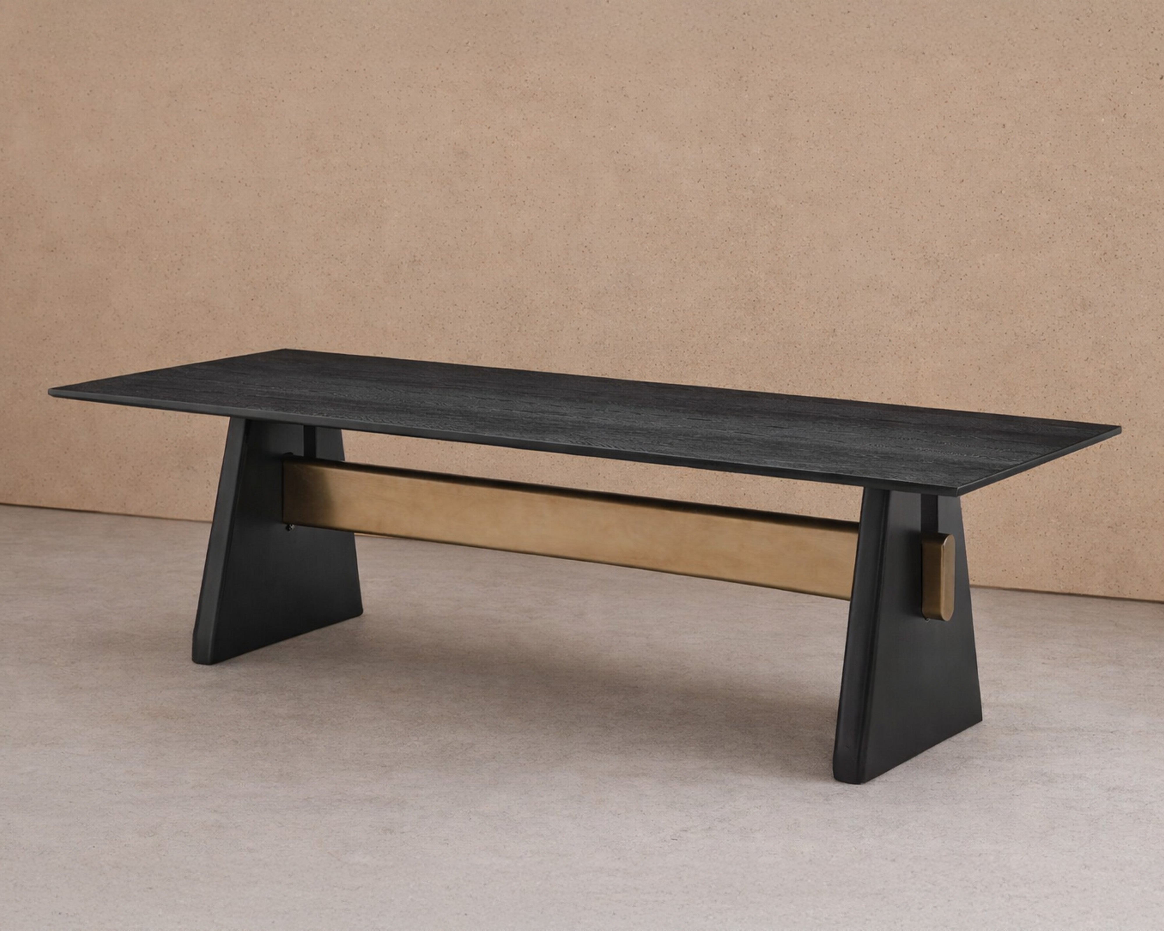 Walden Dining Table - Black Oak Wood/Brushed Brass