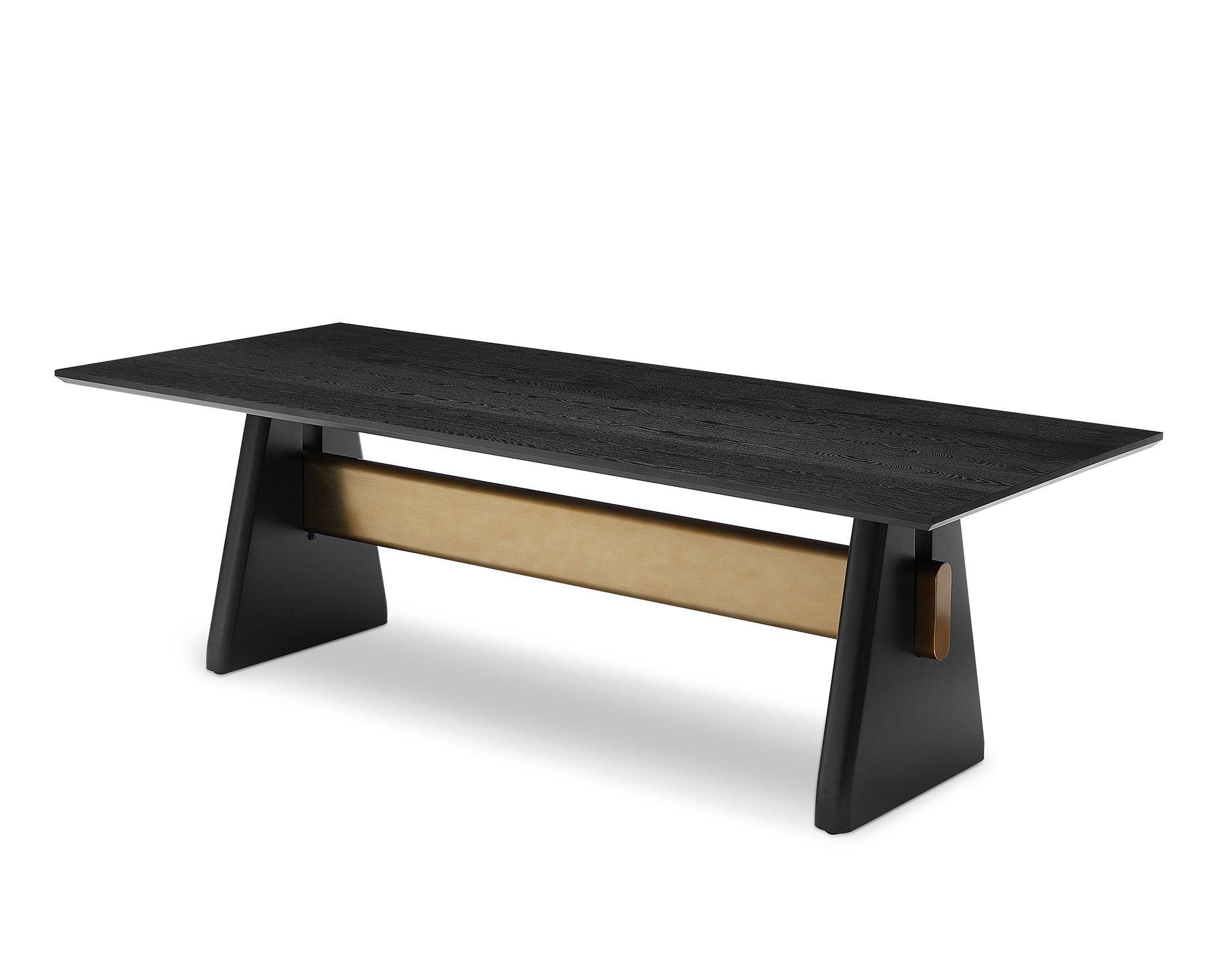 Walden Dining Table - Black Oak Wood/Brushed Brass