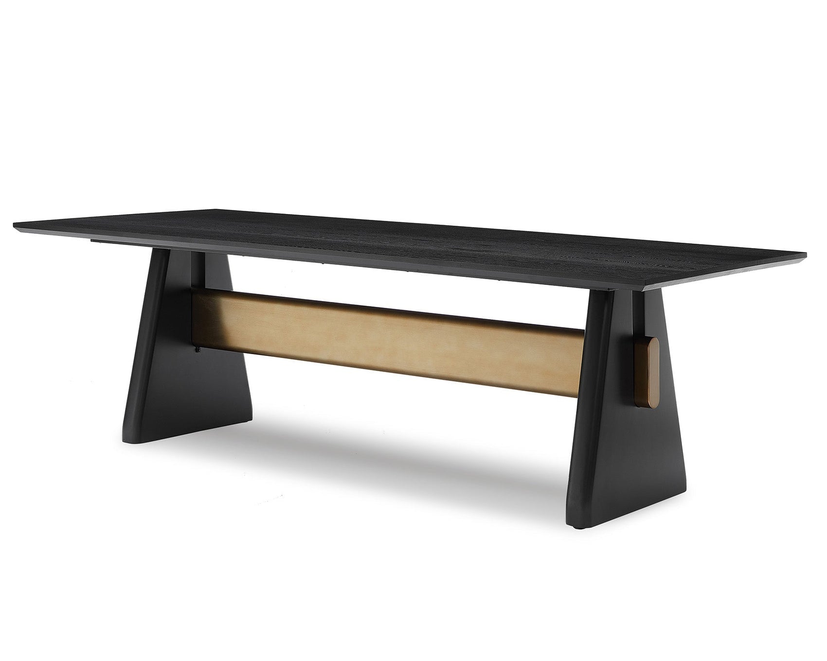 Walden Black Oak Wood & Brushed Brass Dining Table